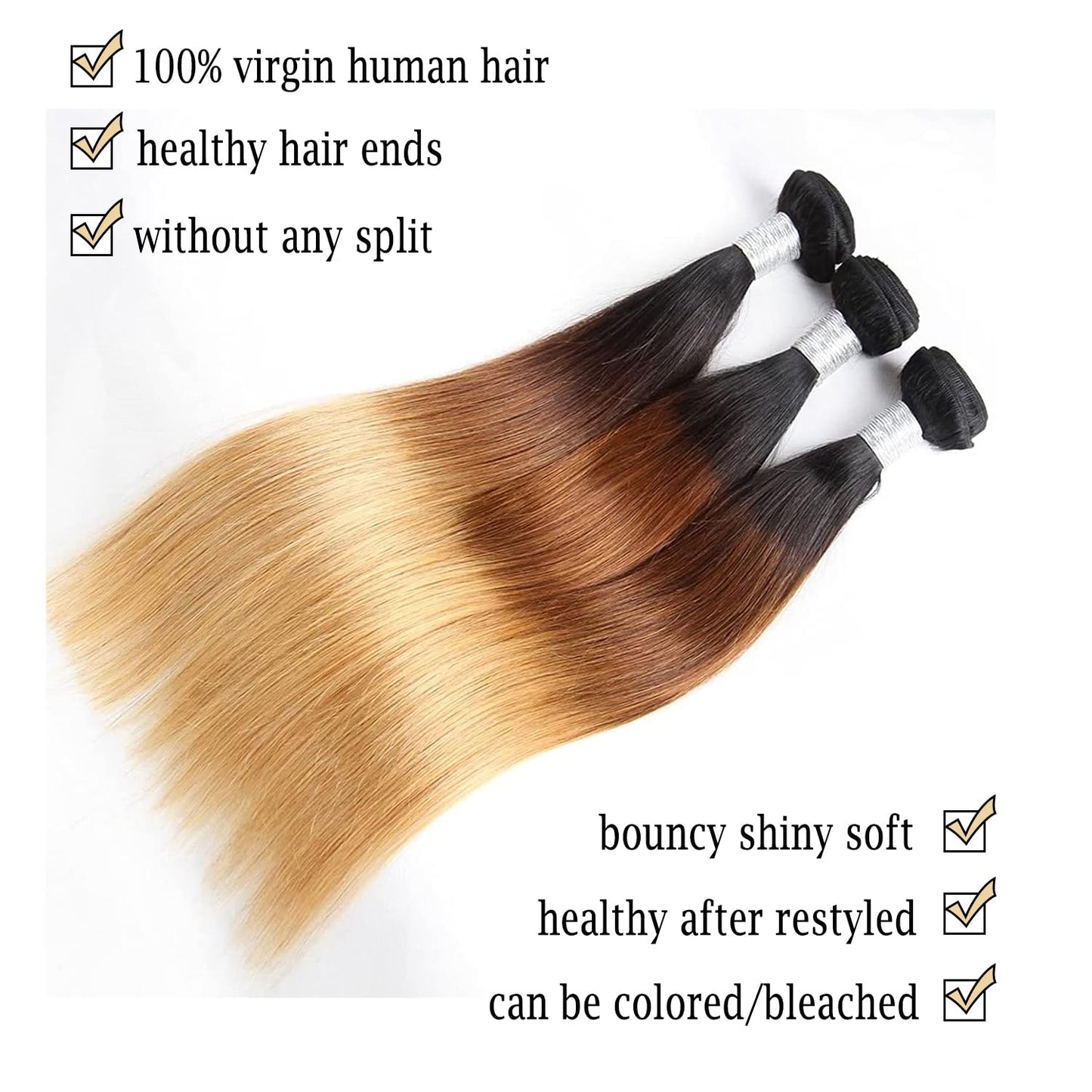Ombre Hair Straight Hair 3 Bundles(141618) Human Hair Weaves Extensions 100% Virgin human hair straight bundles