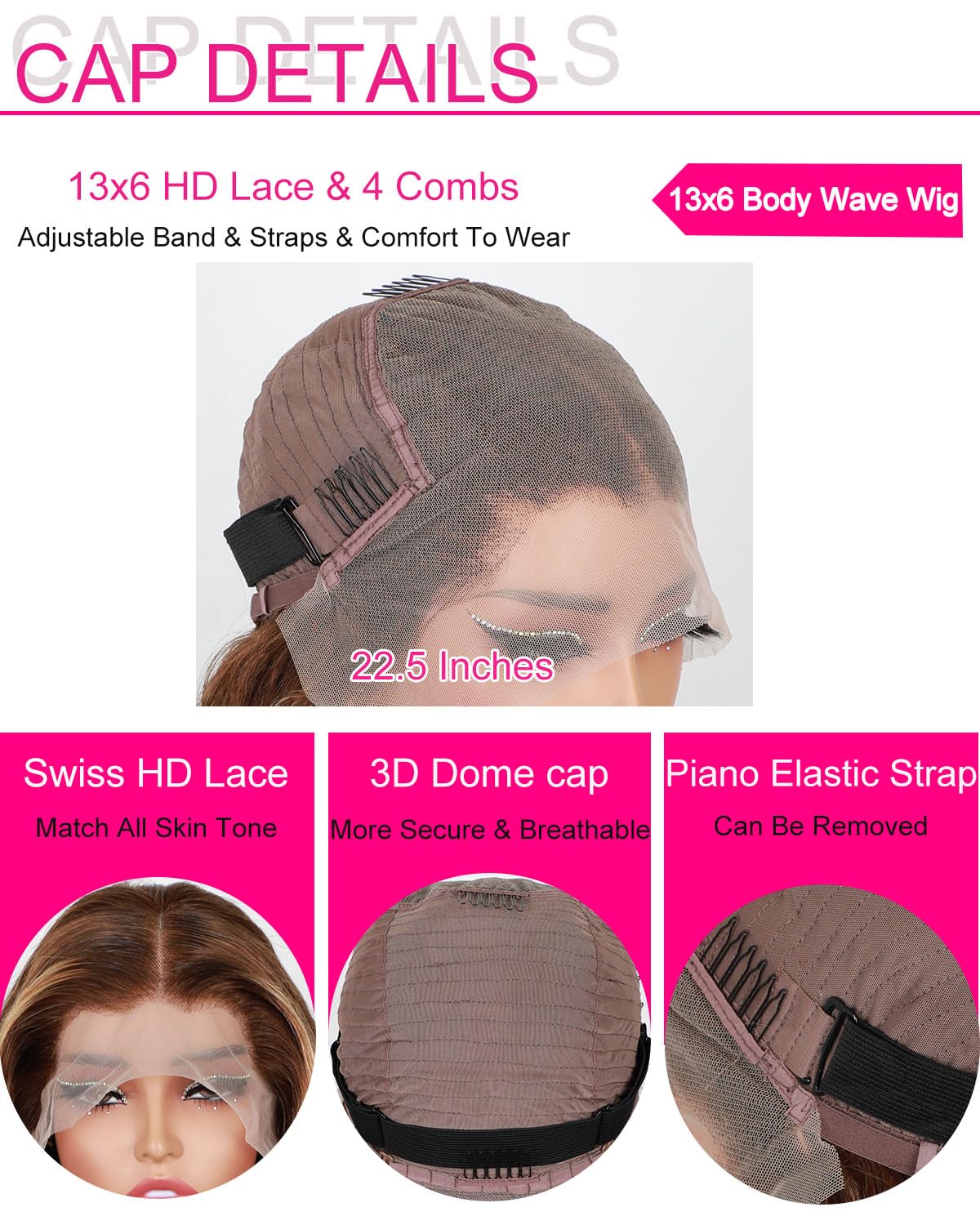 Vshow Highlight Ombre Lace Front Wig Human Hair Honey Blonde HD Lace Frontal Wigs Human Hair 180 Density 13x6 Body Wave Lace Front Wigs Human Hair Pre Plucked for Women 22Inch