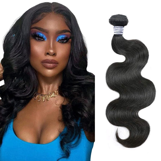 BERRYS FASHION Human Hair Bundles, 9A Brazilian Virgin Human Hair for Black Women, Body Wave Straight, Double Weft, Natural Black, 1 Bundle / 3 Bundles 10 12 14 16 18 20 22 24 26 28 inch