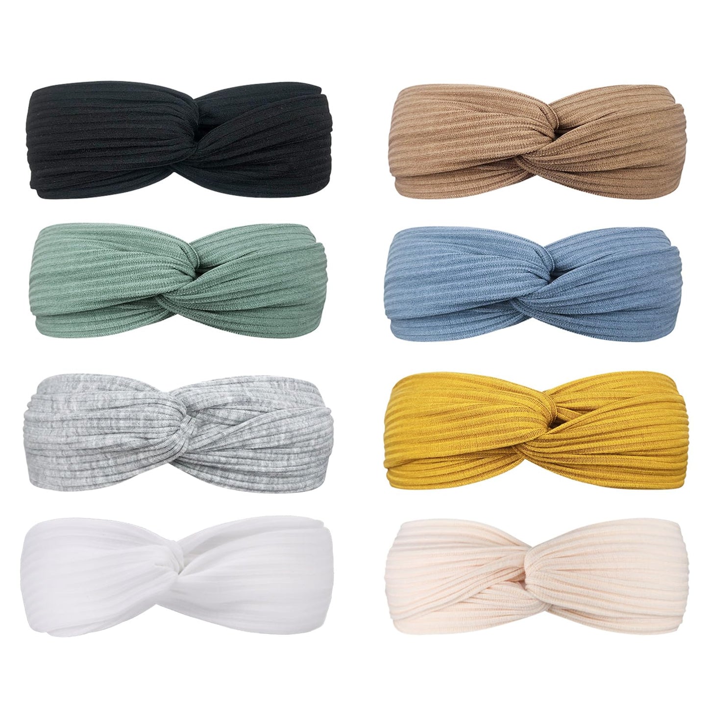 AQOKKA 8 Pack Elastic Knotted Headbands for Women Cloth Head Hair Bands for Women's Hair Boho Wrap Hair Accessories for Women