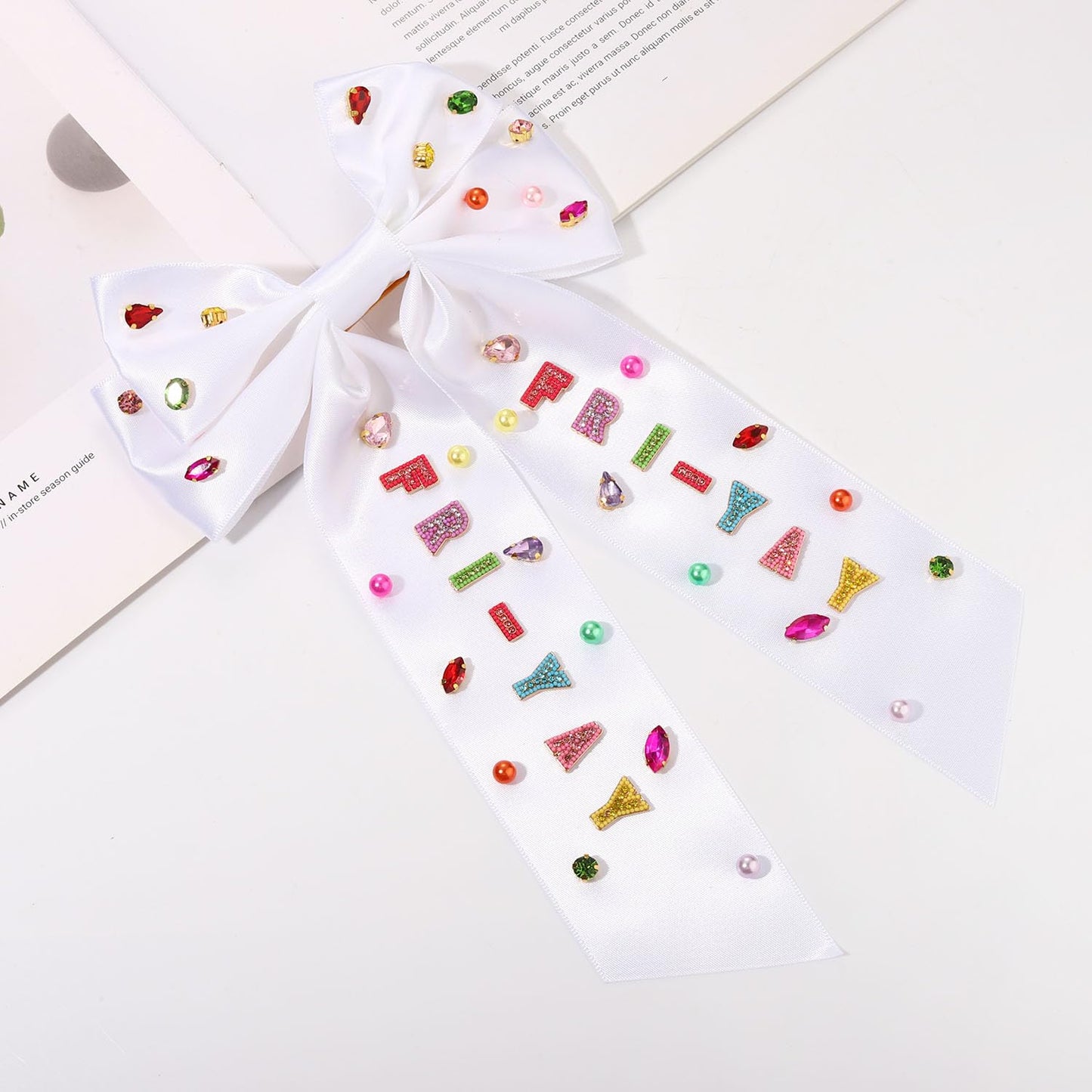 Teacher Hair Bows for Women Teacher Accessories Hair Bow Clips Jeweled Large Book Pencil Fri-Yay Hair Bows Teacher Appeaciation Gifts Outfits (Pattern H1)