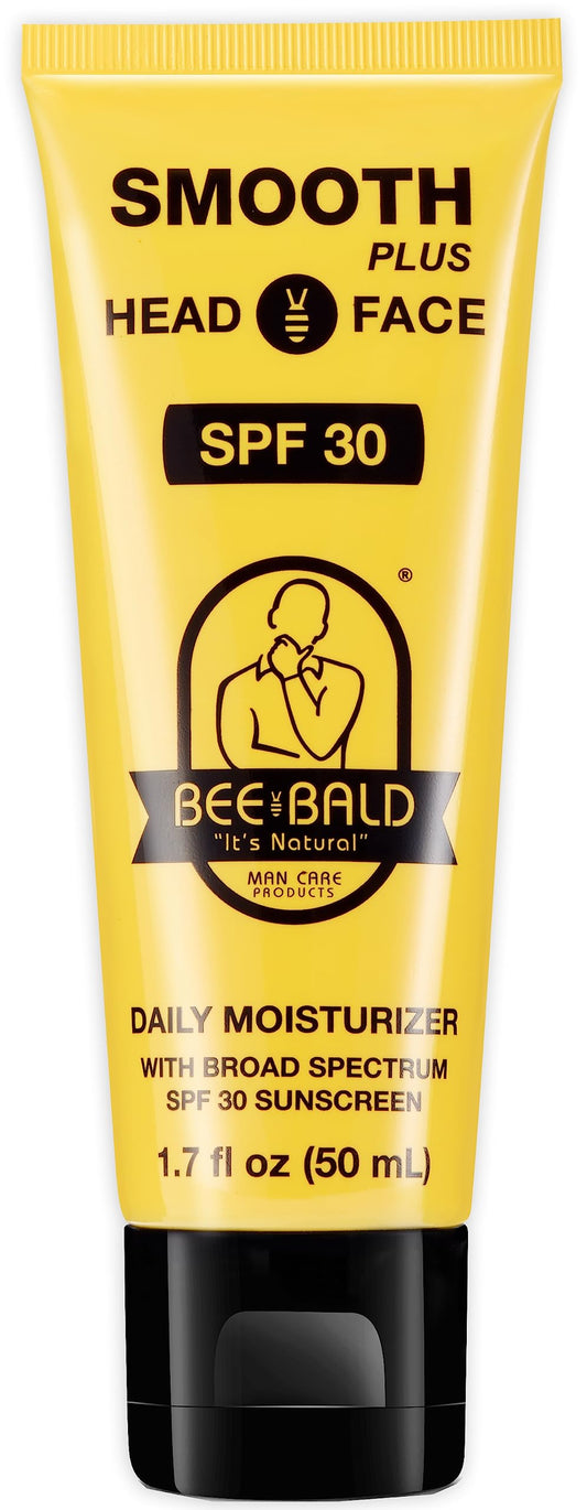 Bee Bald SMOOTH PLUS Daily Moisturizer with SPF 30 Broad Spectrum Sunscreen Tones, Hydrates & Moisturizes While Protecting Skin From Harmful UVA/UVB Rays, 1.7 Fl Oz