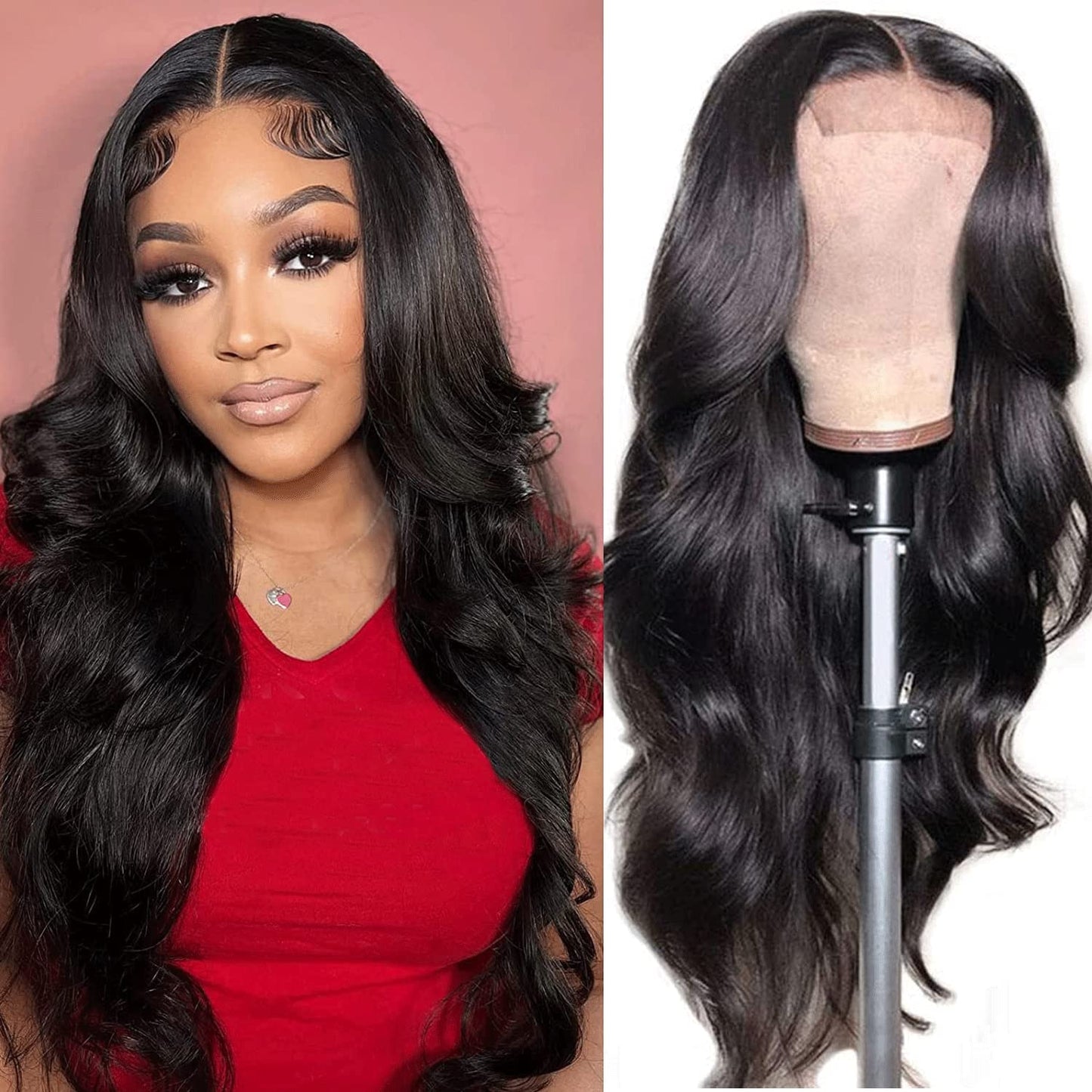 Zormsert Body Wave Lace Front Wigs Human Hair for Black Women 4x4 HD Lace Closure Wigs Human Hair Glueless Wigs Pre Plucked Natural Hairline with Baby Hair 180 Density 24 Inch