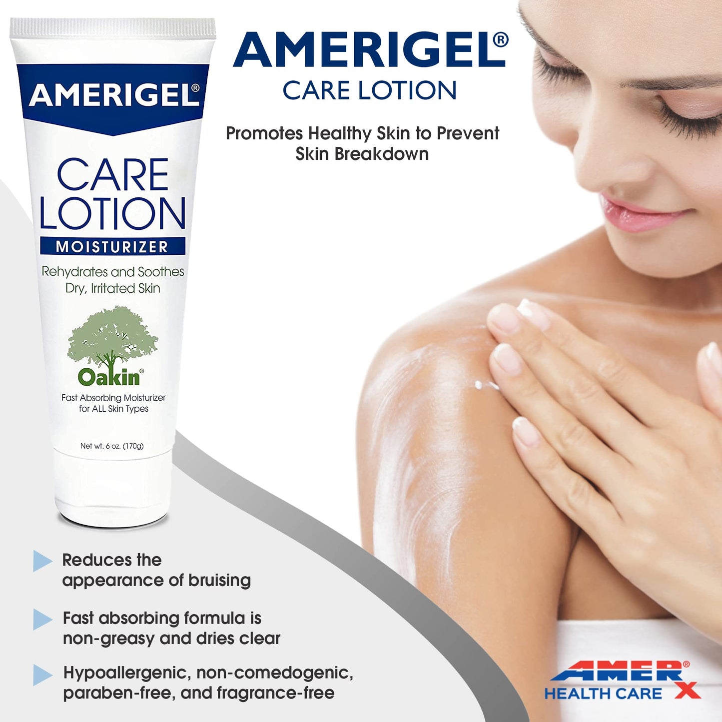 AMERIGEL Care Lotion Bundle - Hypoallergenic Moisturizer (6 oz.) Rehydrates & Soothes Dry Skin - Care Lotion for Diabetic Skin Care (16 oz.) Soothes Irritated Skin