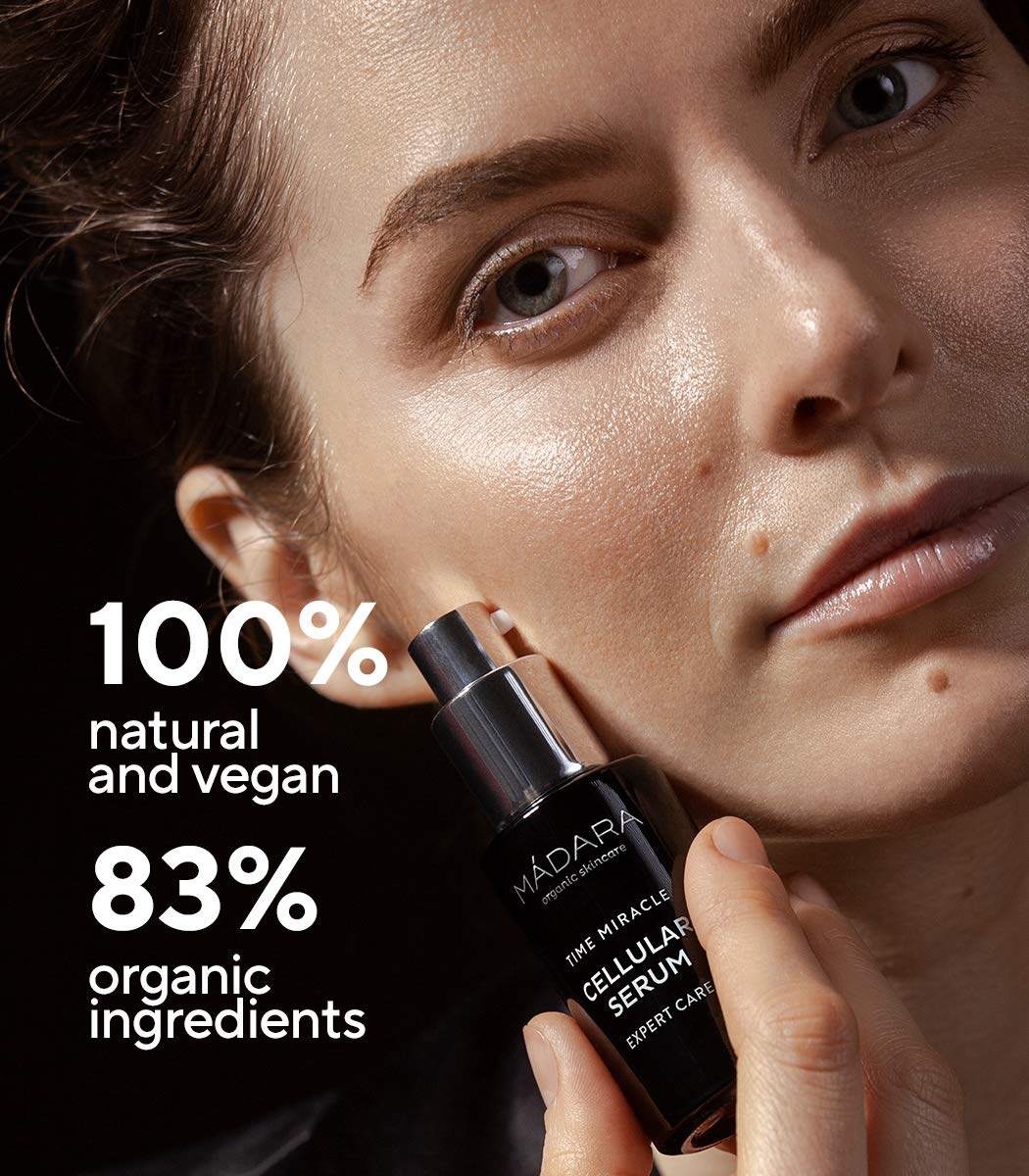 MÁDARA Organic Skincare | Time Miracle Cellular Serum – 30ml, Anti-ageing serum for face, With plant antioxidants, hyaluronic acid and birch sap, Made for mature skin, COSMOS Organic certified.