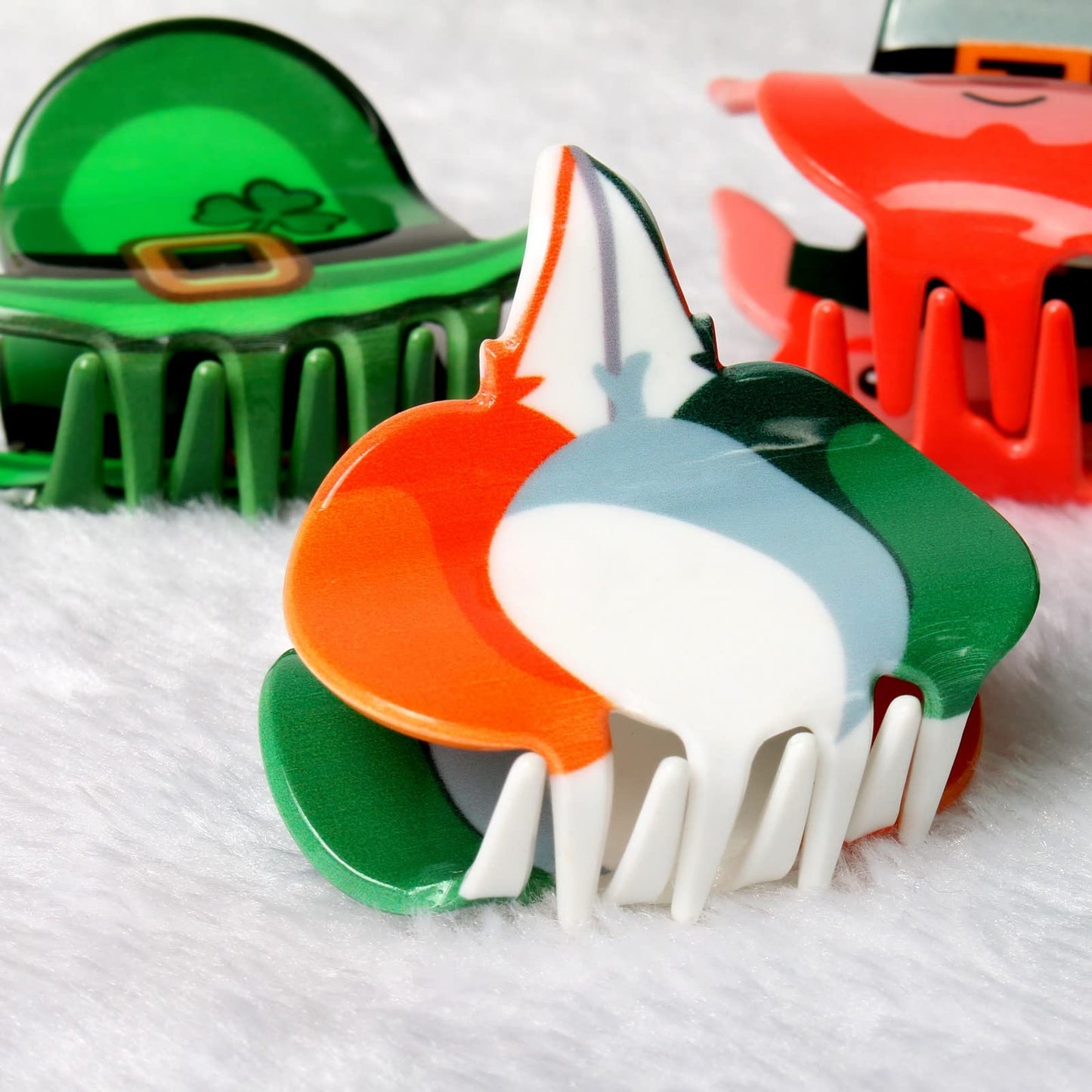 4PK Cute Claw Clips for Girls Green Hair Claw Small Hair Clip Shamrock Hair Claws Cute St Patrick’s Hair Accessories for Women (color C)