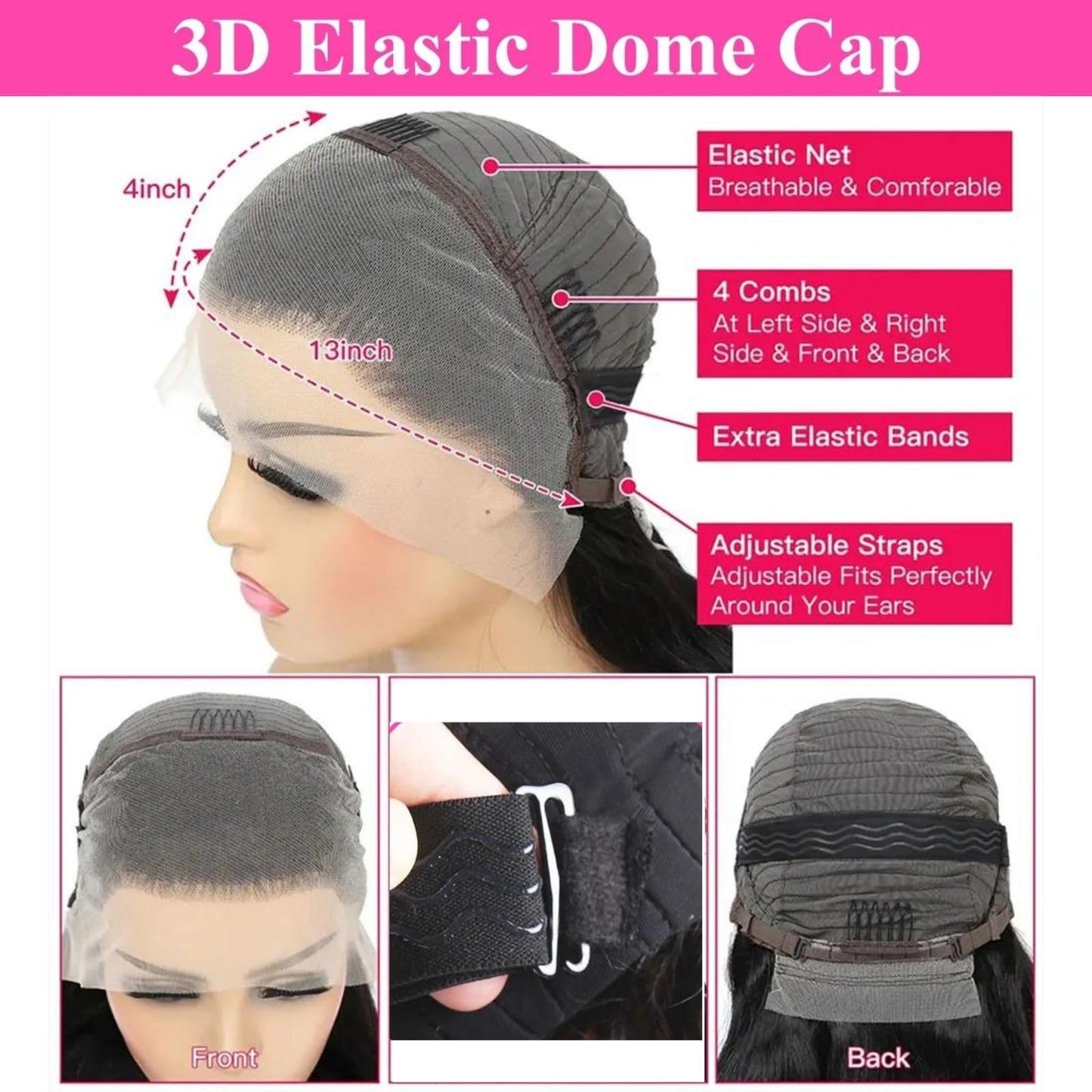 ZABUZAUN Straight Wig Human Hair 13x4 Wear and Go Lace Front Wigs Human Hair Wig For Black Women 20in 220% Density Straight Lace Front Wigs Human Hair With Baby Hair Pre Plucked HD Frontal Wig