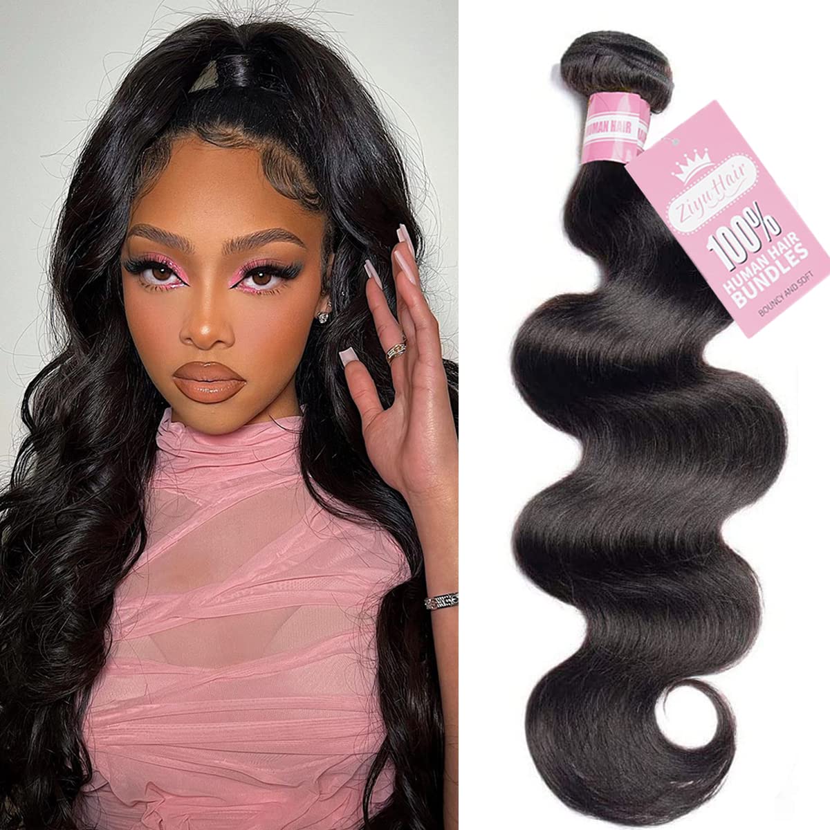 ZIYU Body Wave One Bundle Human Hair 28 inch 100% Human Hair Bundle Unprocessed Brazilian Body Wave Weave Bundles Human Hair Natural Black Color for Black Women