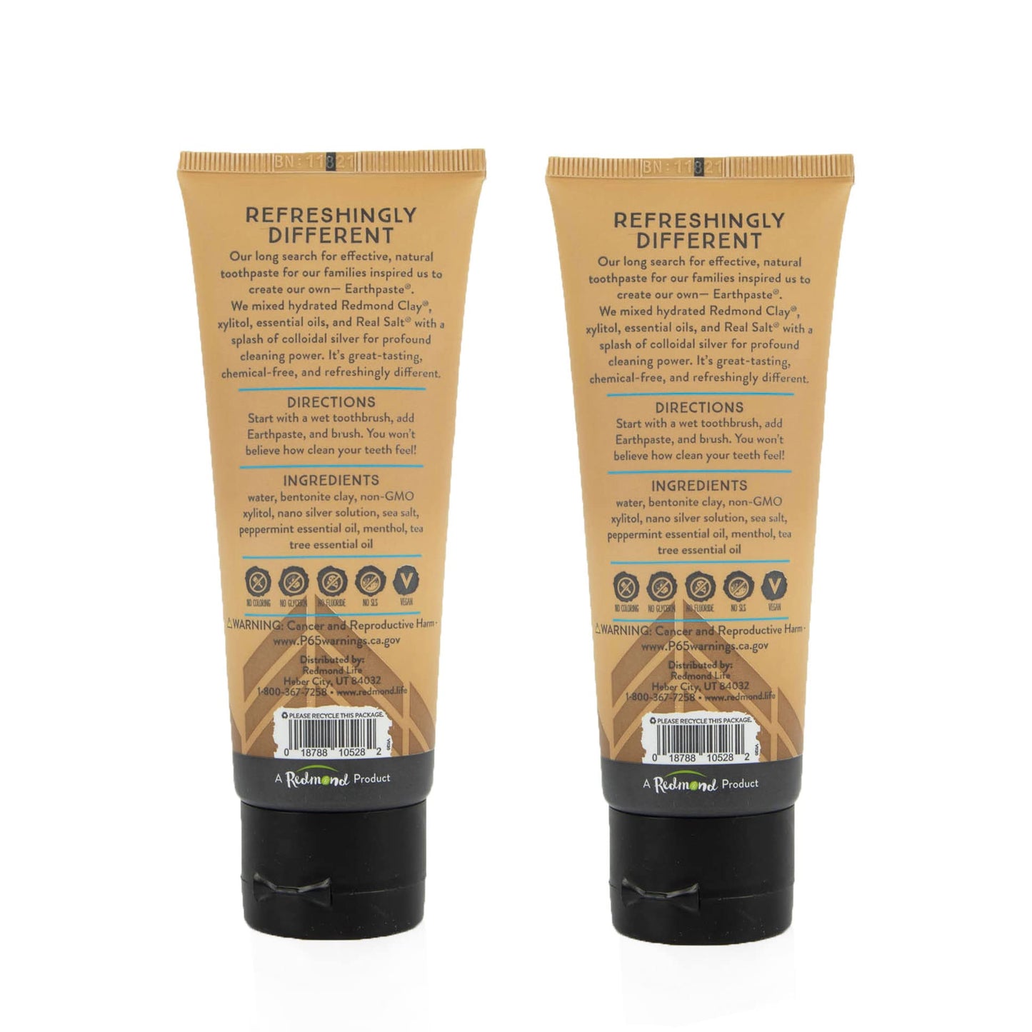 Redmond Earthpaste w/Silver – Natural Non-Fluoride Toothpaste, 2 Pack (Peppermint)