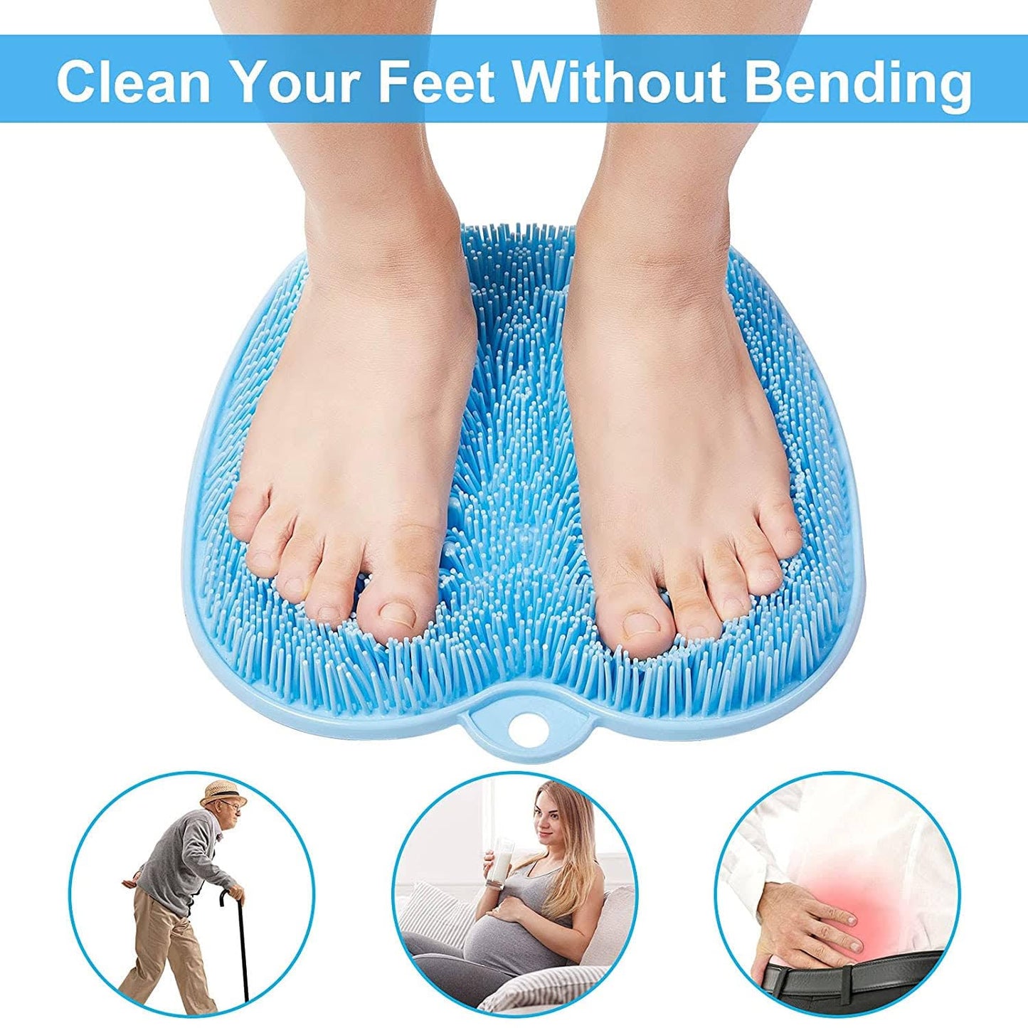 2Pcs Shower Foot Massager Scrubber Mat + Silicone Body Scrubber Exfoliating Glove,Non-Slip Back Massage Pad,Bathroom Wash Foot Mat Exfoliating Dead Skin Foot Brush Shower Non-Slip Mats (Pink+Pink)