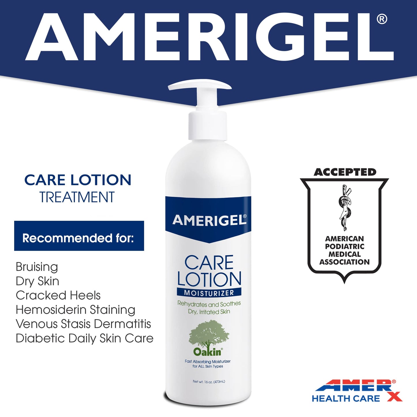 AMERIGEL Care Lotion Bundle - Hypoallergenic Moisturizer (6 oz.) Rehydrates & Soothes Dry Skin - Care Lotion for Diabetic Skin Care (16 oz.) Soothes Irritated Skin
