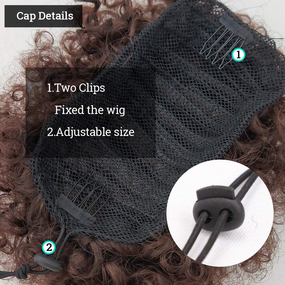 Yinmei Baibian Afro Puff Drawstring Ponytail Kinky Curly Pony tails Hair Synthetic Bun Extensions Hairpieces Updo Hair With Two Clips for Women Girls(4#)