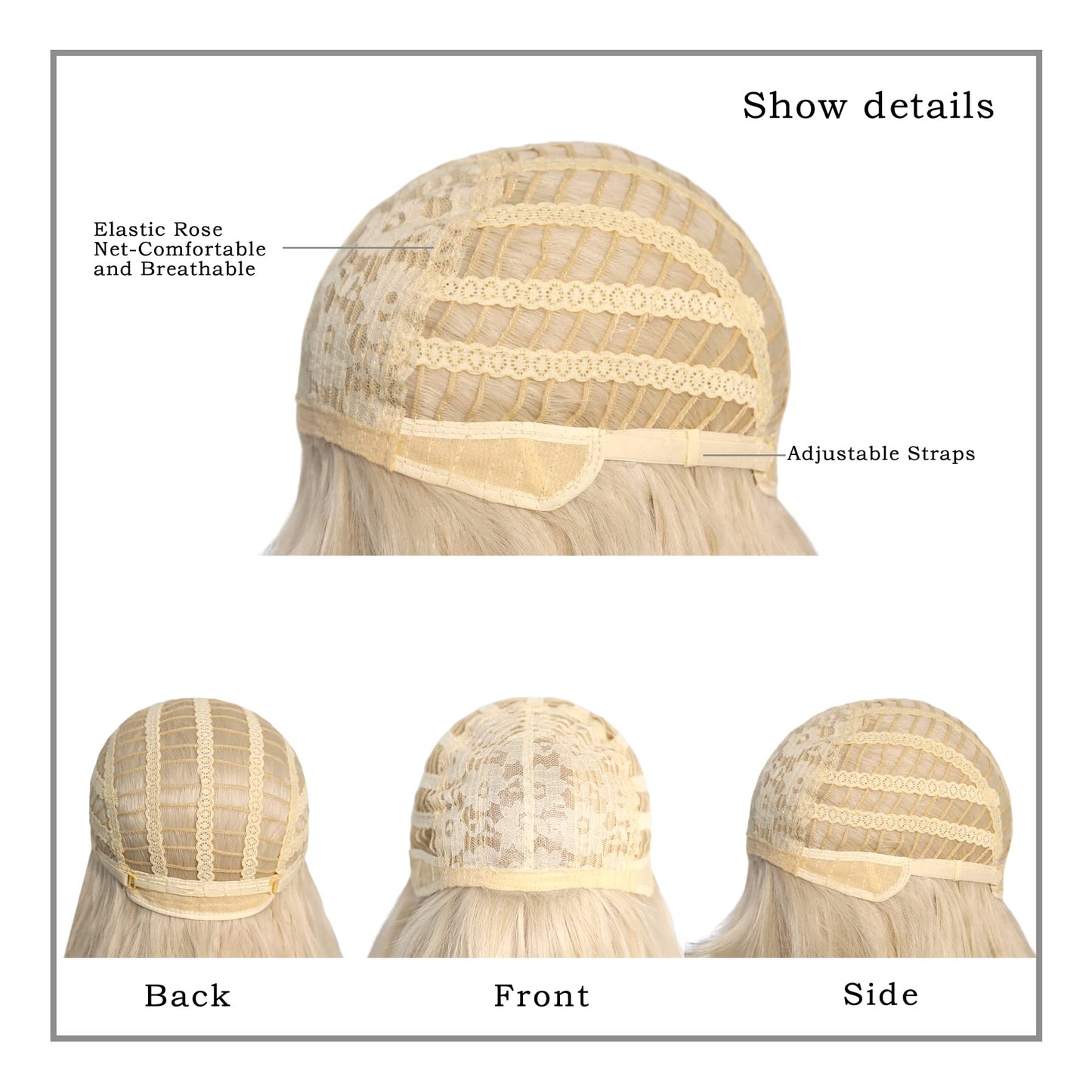 7JHH WIGS Long Platinum Wavy Wigs with Bangs 26in Curly Synthetic Heart Resiatant Wigs for Women Daily Party Cosplay Used