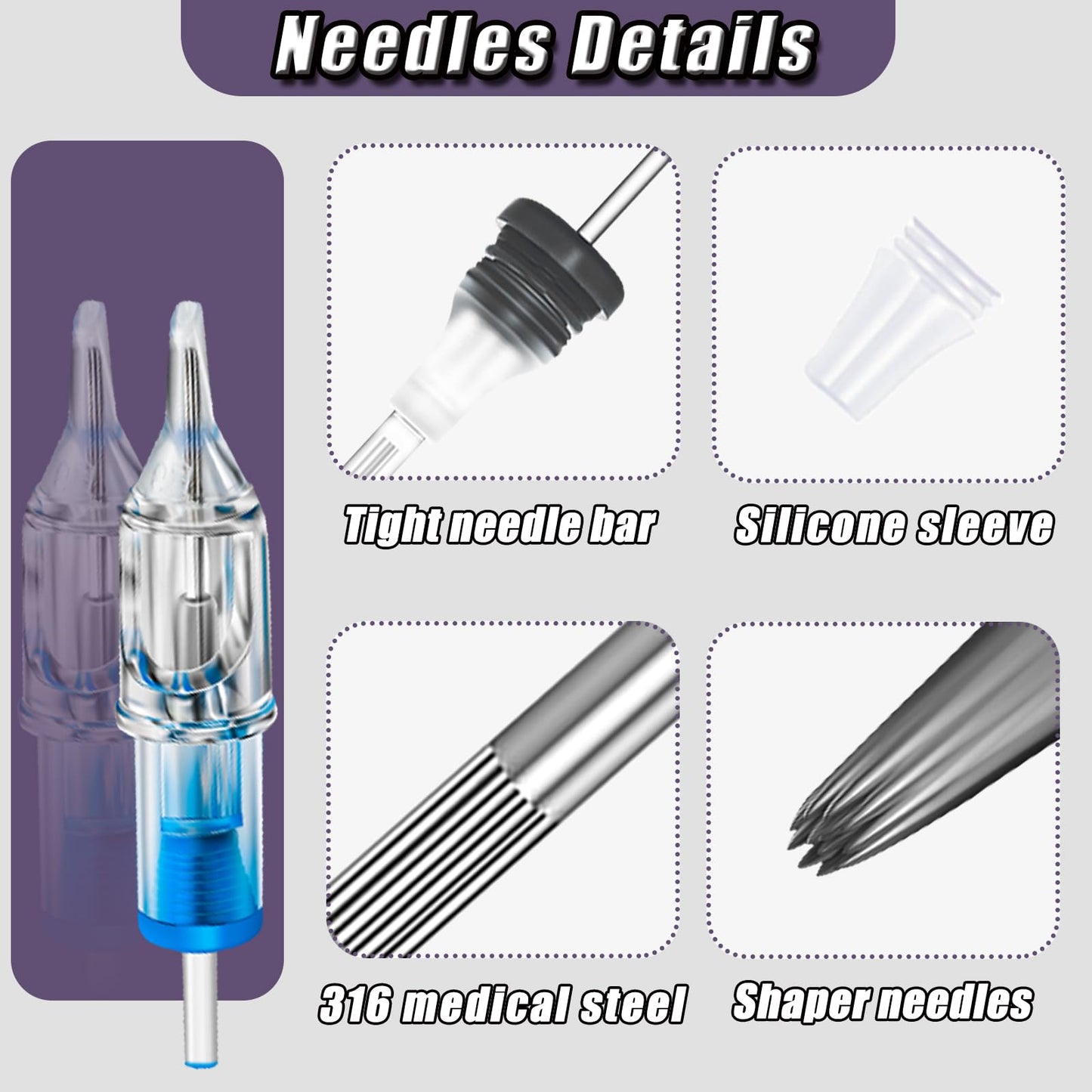 YONGDA Tattoo Needles Cartridges 20pcs 1005RL Disposable Tattoo Cartridge Needles Round Liner for Beginners or Artists and Rotary Machine