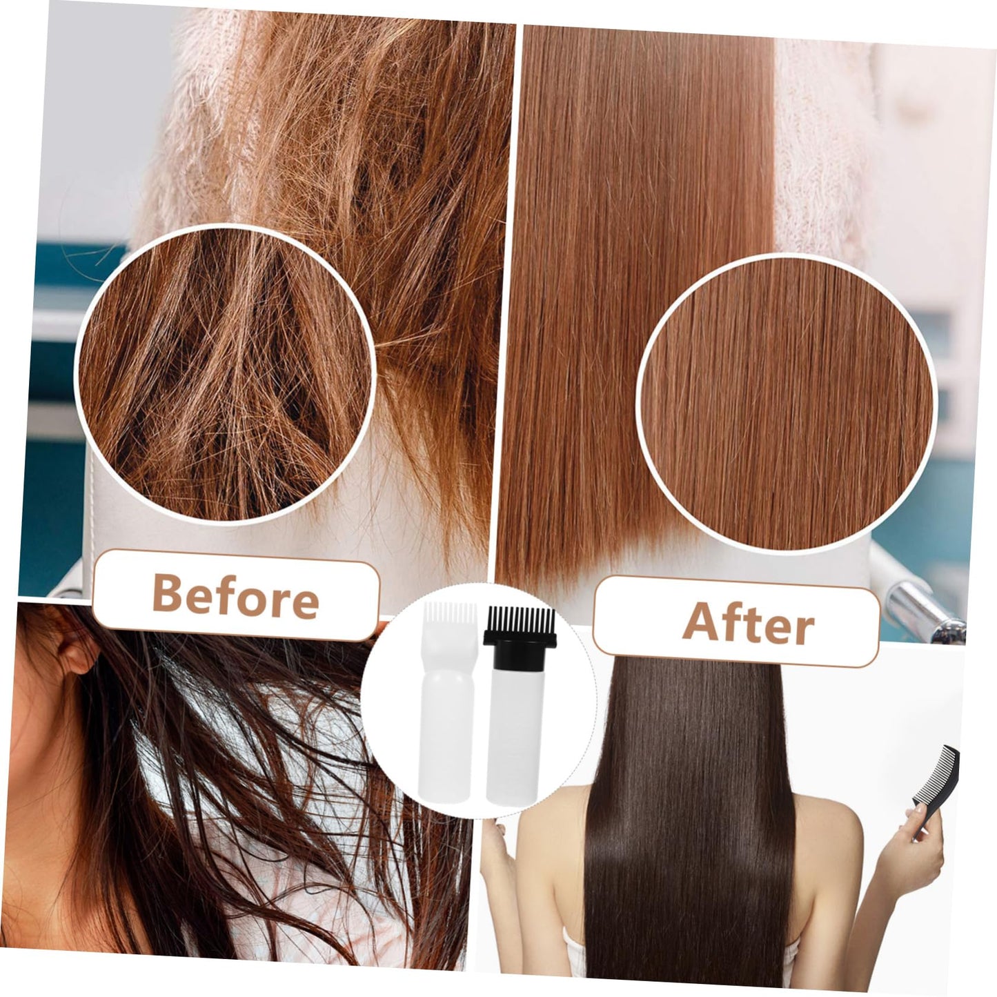 Beatifufu 2pcs Hair Dye Bottle Applicator Hair Scalp Massager Brush Hair Dye Bottle with Comb Hair Oil Bottle Hair Dye Applicator Bottle Comb Applicator Oil Comb Hair Comb Shampoo