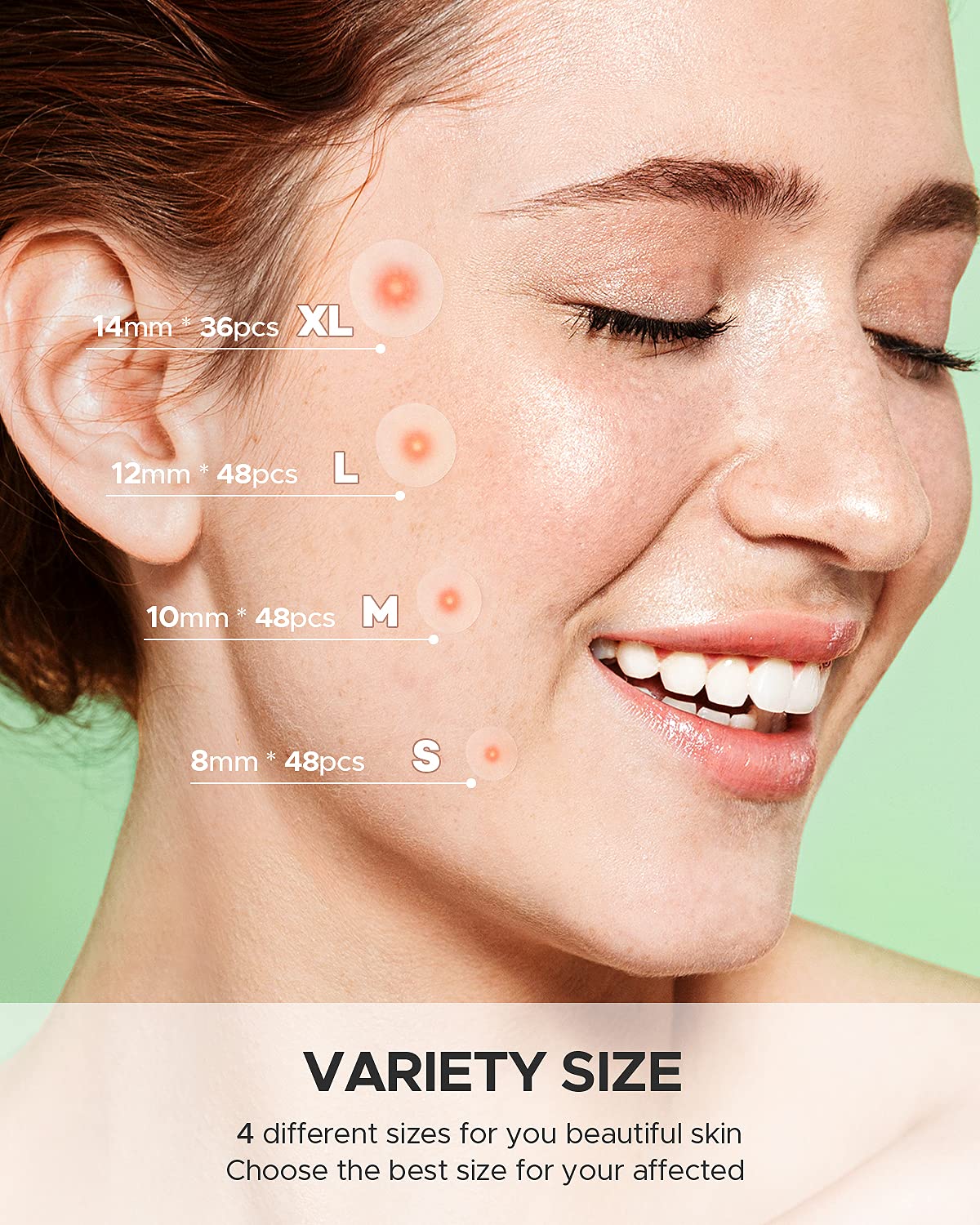 ZATKTK Acne Pimple Patch (180 Counts 4 Sizes), Invisible Hydrocolloid Acne Patch with Tea Tree Oil & Calendula Oil, Acne Spot Patch Zit Patches for Face