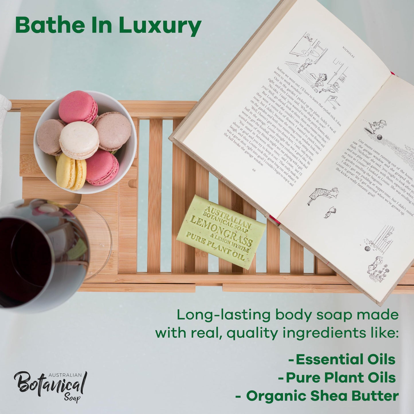 Australian Botanical Soap, Lemongrass & Lemon Myrtle 6.6 oz. (187 g) Soap Bar | Natural Soap Base | All Skin Types | Women & Men | Shea Butter Enriched Bar Soap - Pack of 1