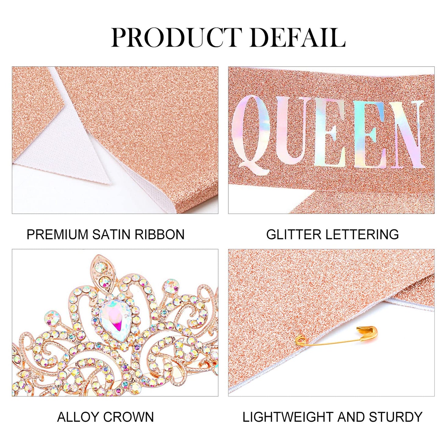 "Birthday Queen" Sash & Crystal Tiara Kit COCIDE Birthday Silver Tiara and Crowns for Women