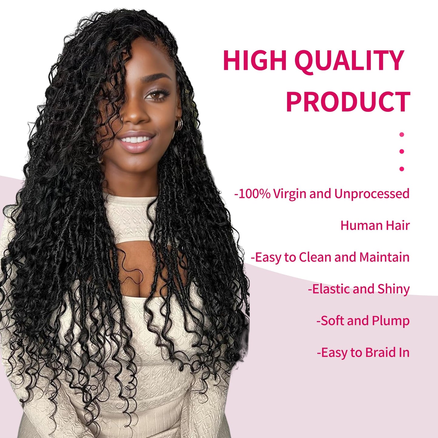Deep Wave Bulk Human Hair for Braiding 10A Brazilian Curly Human Hair 100 percent Human Hair 2 Bundles No Weft micro Human Braiding Hair for Boho Braids Virgin Hair Extension(Natural Black, 100g 22")