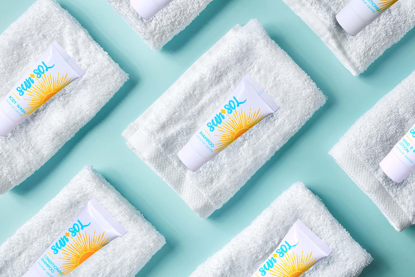 World Amenities - Sun + Sol Bulk Refreshing Body Wash With Warm Coconut & Vanilla Fragrances, Travel Size Toiletries, Mini Hotel Amenities