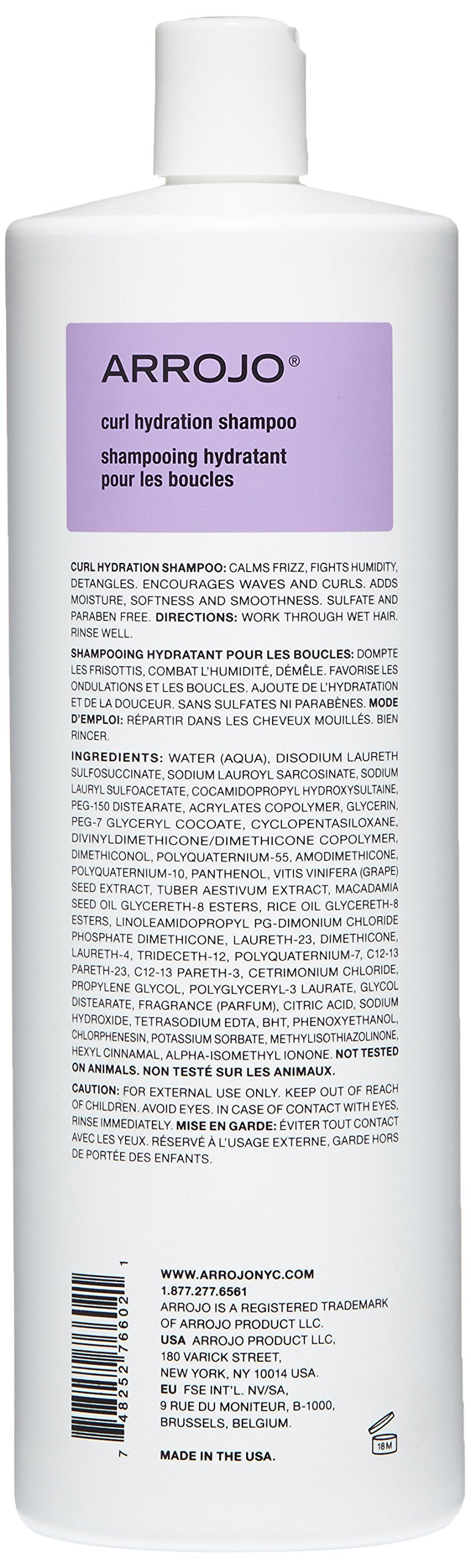 ARROJO Curl Hydration Curly Hair Shampoo – Paraben & Sulfate Free Shampoo – Anti Frizz Moisturizing Shampoo w/ White Truffle, Chardonnay Grape Seed – Wave-Defining Curl Shampoo (33.8 ounce)