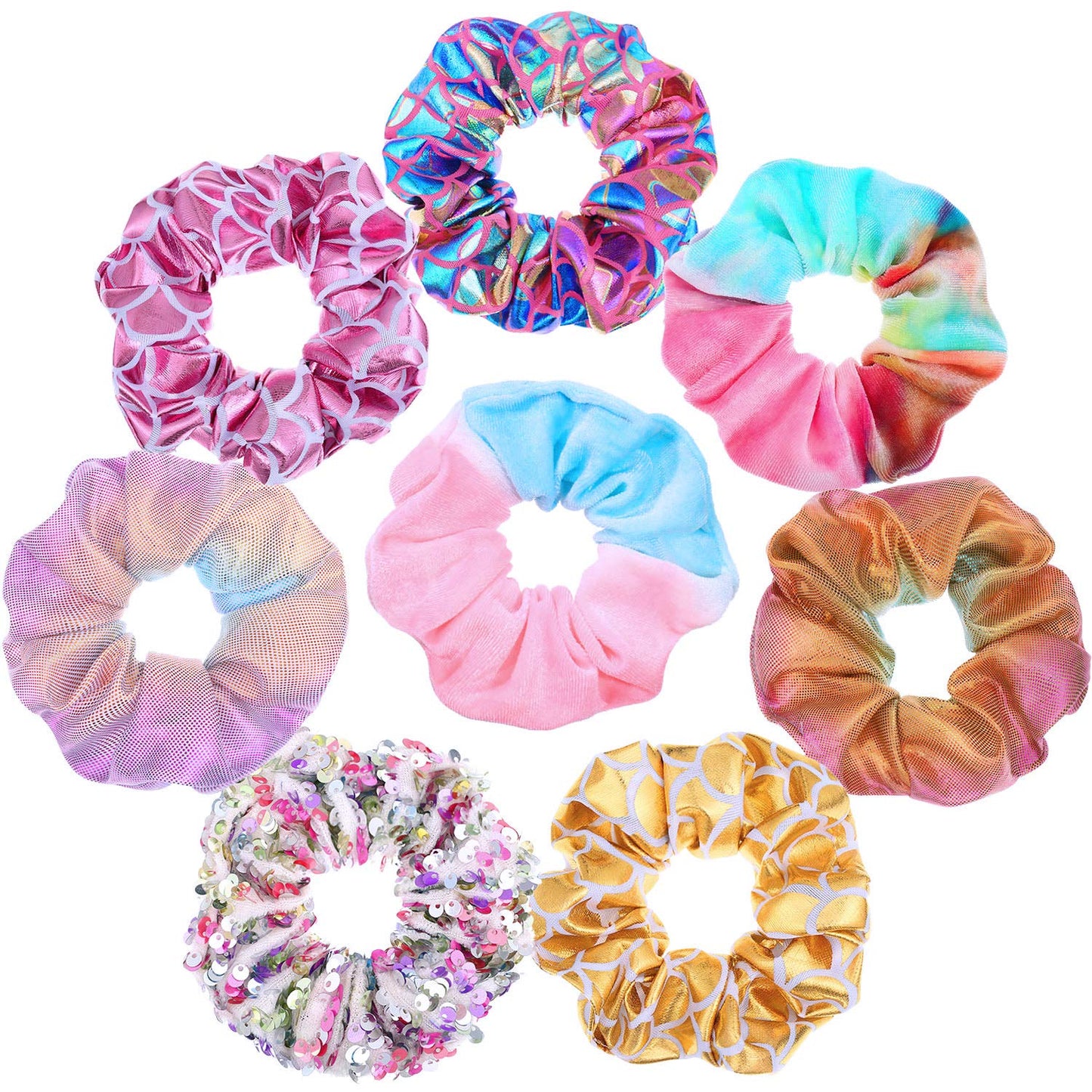 20 Pcs Sequin Scrunchies Shiny Metallic Hair Scrunchy Sparkly Hair Tie Ropes Mermaid Elastic Hair Bands Scrunchy Glitter Colors Rainbow Ponytail Holder Hair Accessories for Women Girls (Stylish Style)