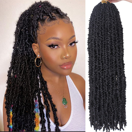 ZRQ 30 Inch Light Weight Butterfly Locs Crochet Hair 6 Packs Long Distressed Butterfly Faux Locs Crochet Hair(30 inch,1B)