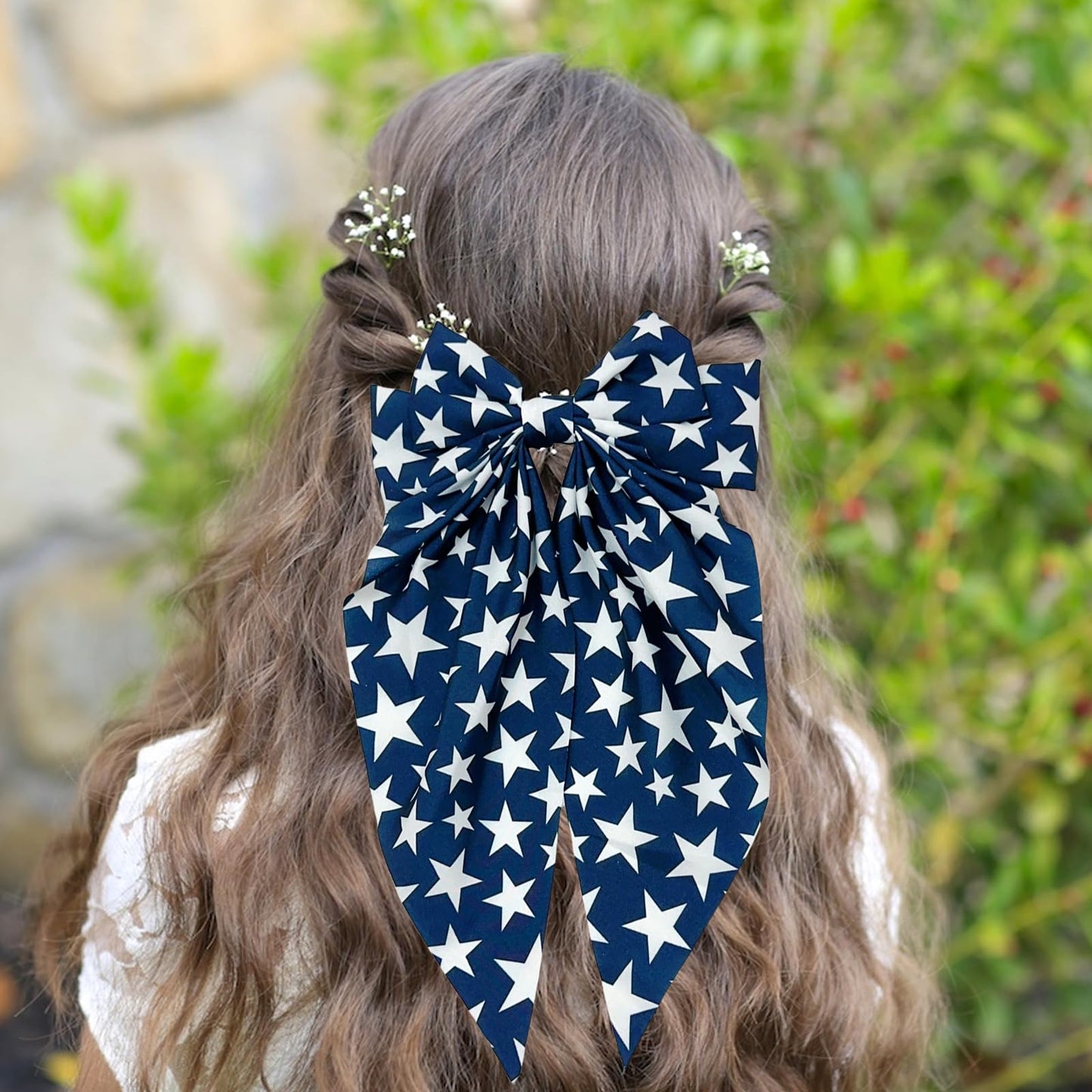 4th of July Large Patriotic Bow Hair Clips - American Flag Independence Day Hair Accessories for Girls, Toddlers, Kids, Little Girls