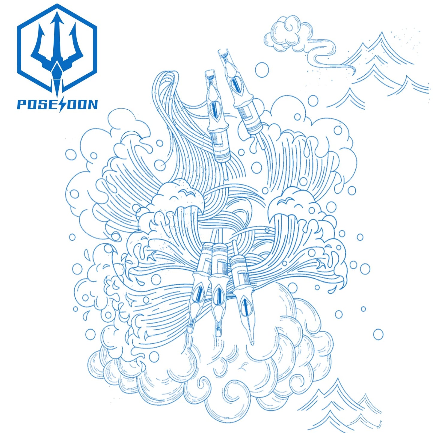 POSEIDON V3 Tattoo Cartridge Needles 30Pcs with Membrane Safety Cartridges Disposable Tattoo Needle for Tattoo Artists Round Shader (1203RS)