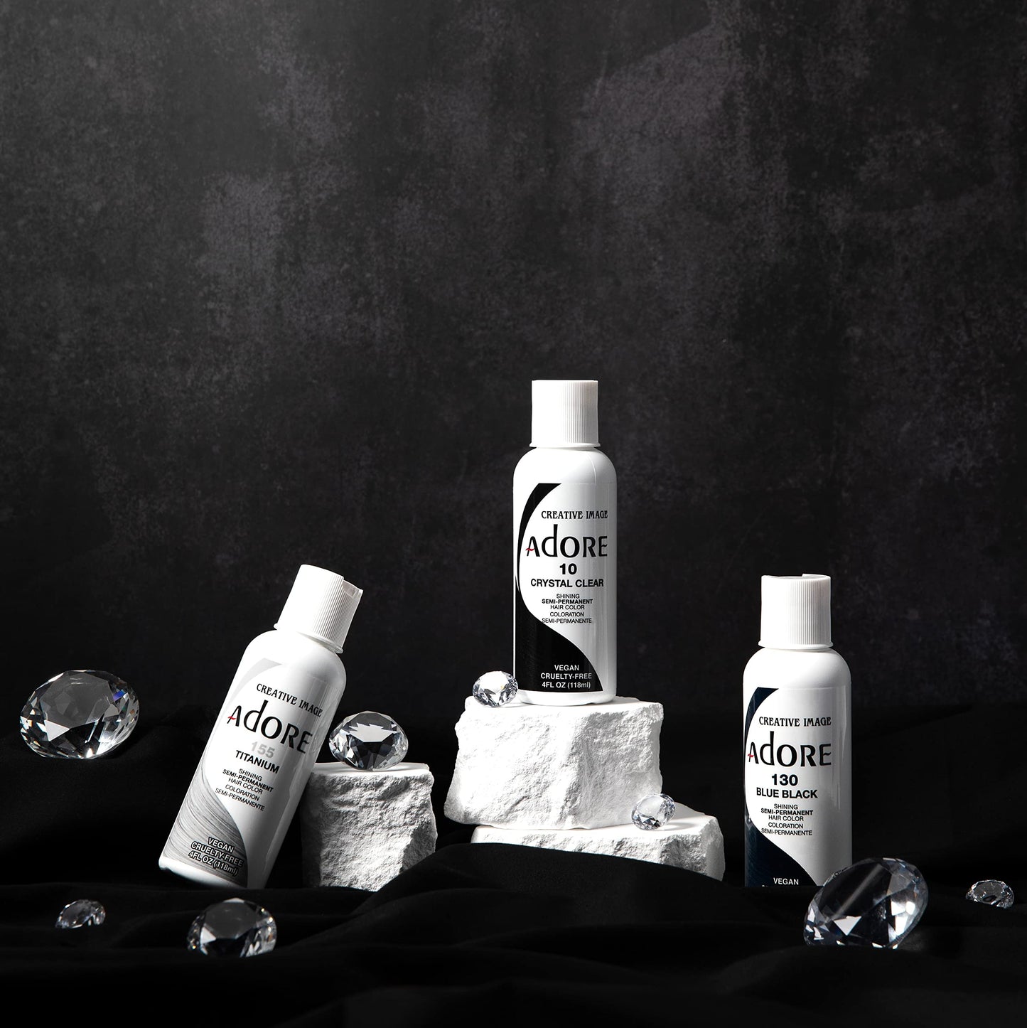 Adore Semi Permanent Hair Color - Vegan and Cruelty-Free Silver Hair Dye - 4 Fl Oz - 155 Titanium (Pack of 2)