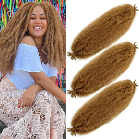 27 Blonde Spring Twist Marley Hair for Faux Locs Afro Cuban Twist Hair 24 Inch Marley Twist Braiding Hair Spring Twist Crochet Hair Springy Afro Kinky Twist Hair Jamaican Twist Braid Hair for Women
