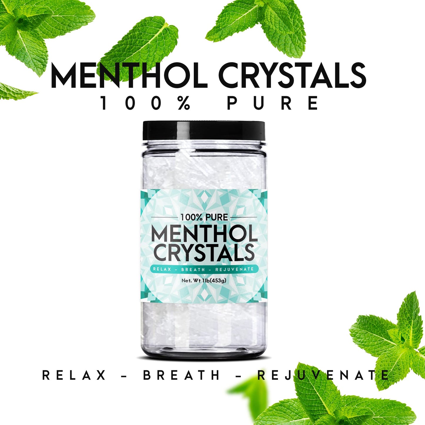 Three Drops of Life Menthol Crystals, Natural Mentha Arvensis, Aromatherapy for Shower Steamers, Humidifiers, Room Freshener or Addition for Cosmetics and Blends (1 lb)
