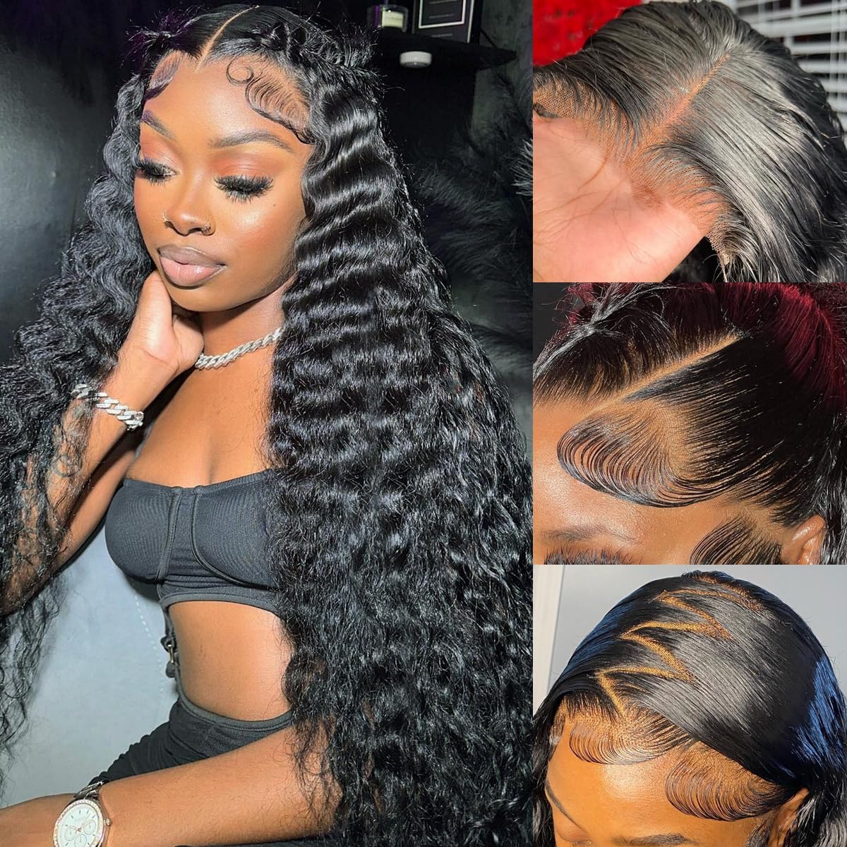13x4 HD Lace Front Wigs Humair Hair, Deep Wave Lace Front Wigs Human Hair Pre Plucked,150% Density Curly Lace Front Wigs Human Hair Deep Curly Wig For Black Women With Babyhair(20inch Deep Wig)