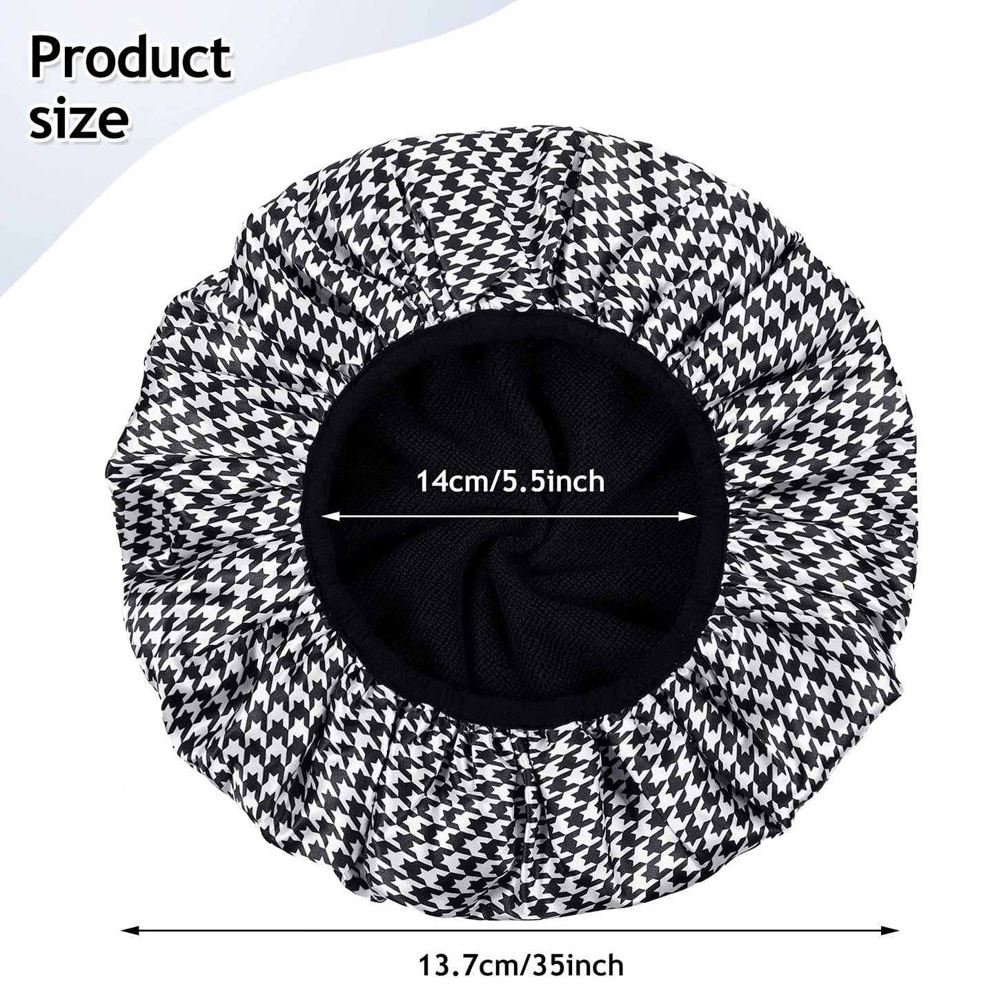 2 Pieces Terry Cloth Lined Shower Cap Large Triple Layer Shower Cap with Microfiber Dry Hair Function Reusable Waterproof Breathable Bath Cap for Large Long Natural Hair Ladies (Vintage Pattern)