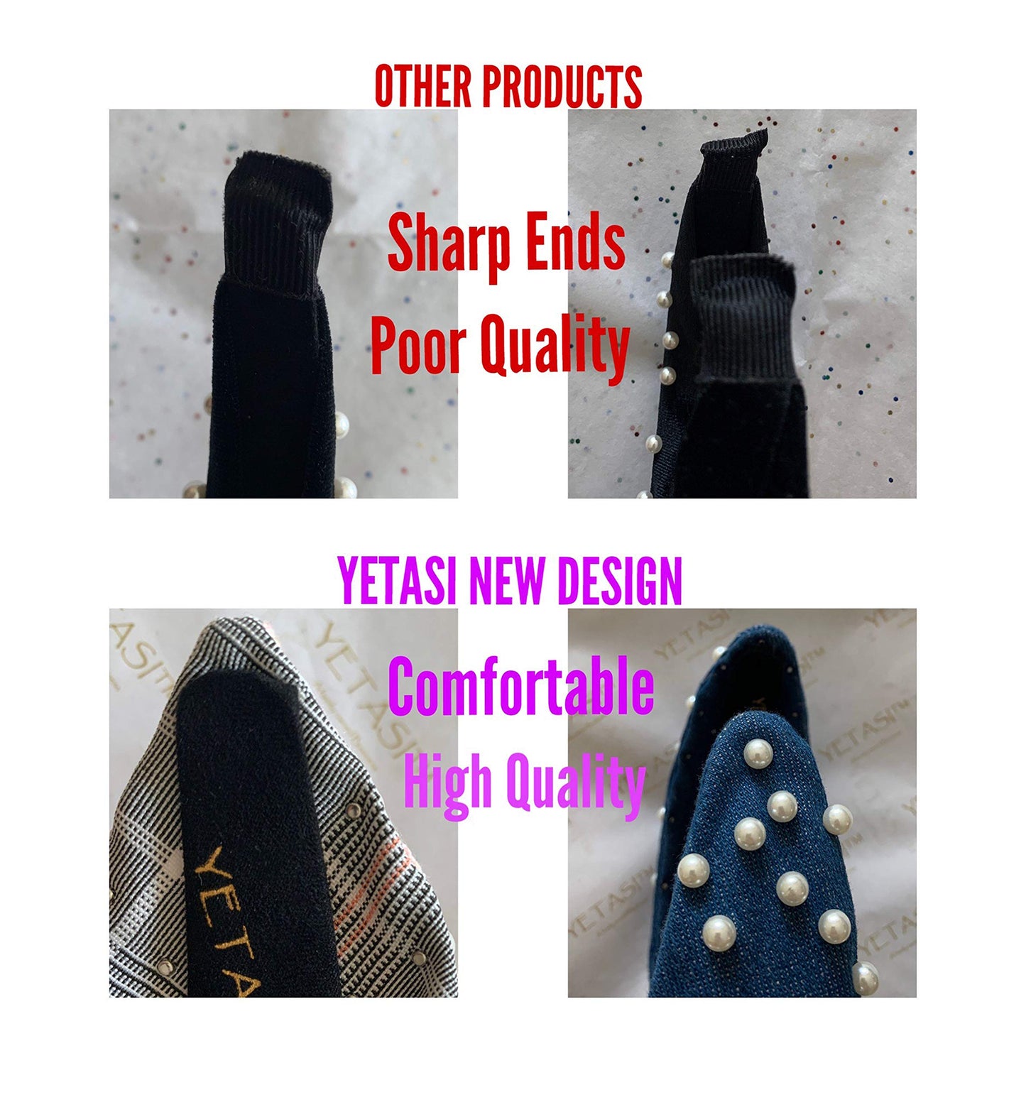 YETASI Headbands Women Off-White Leather, Headbands Girls Headbands Trendy, Womens Headbands are Knotted Headbands for Women's Hair, Cute Headbands for Women, Top Knot Fashion Designer