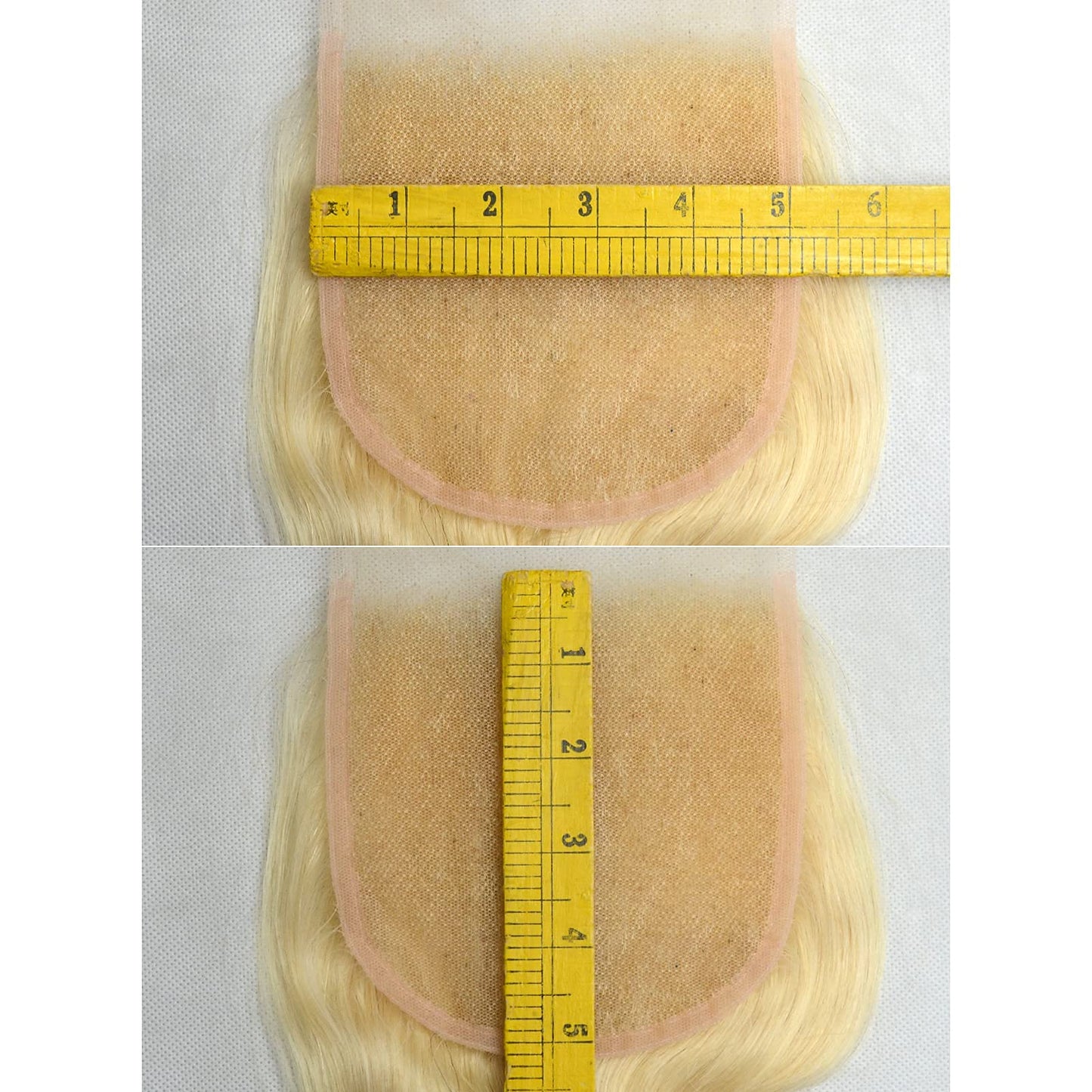 BLUPLE 613 Blonde 5x5 Lace Closure Body Wave Brazilian Virgin Human Hair Free Part with Baby Hair Bleached Knots Pre Plucked Natural Hairline 18 Inch