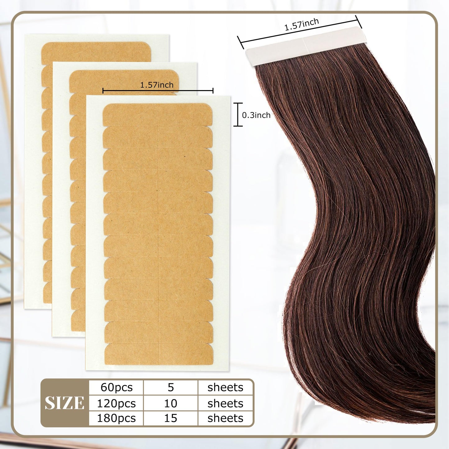 180Pcs Double Sided Extension Tapes for Replacement Multiple Colors Tape in Tape Replacement Hair Extension Tape 4 cm * 0.8 cm