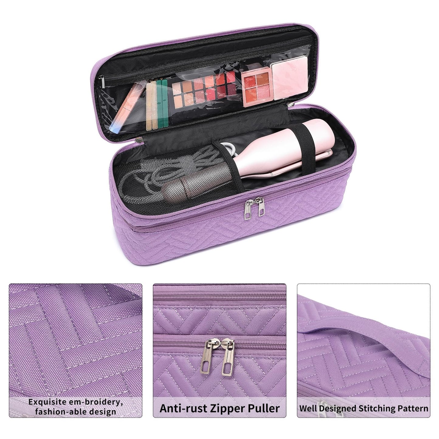 ARLMEGOR Double-Layer Carrying Case Apply to Revlon One-Step Hair Dryer, Travel Bag for Hair Volumizer/Styler,Water Resistant Storage Organizer Box,Compatible with FlexStyle Attachment (Bag Only)
