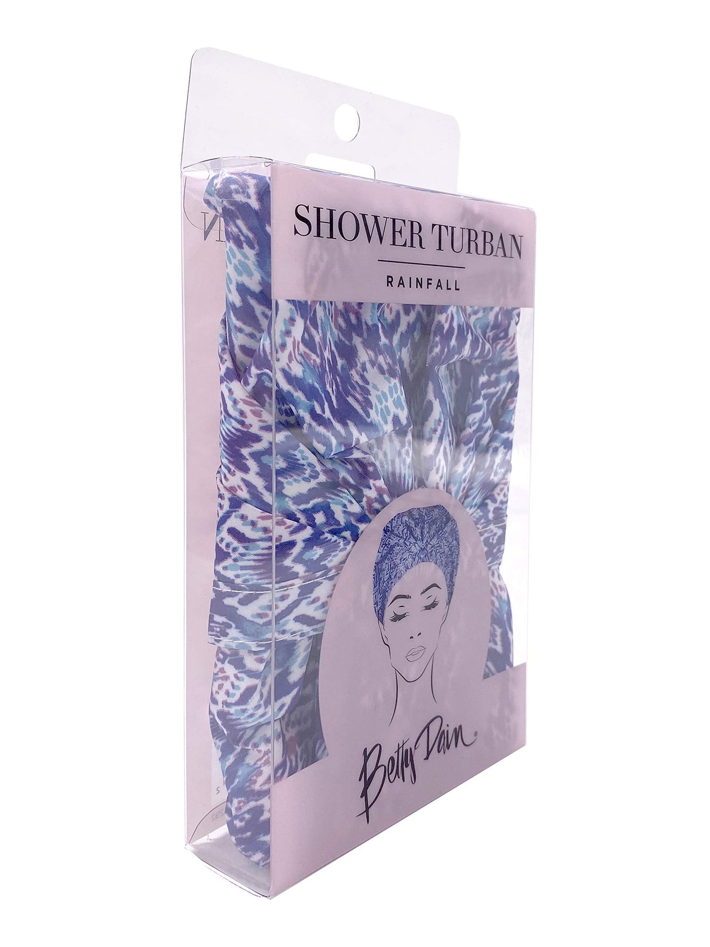 Betty Dain Trendy Turban Comfort Fit Reusable Shower Cap, Waterproof Polyester, Stretch Band Hem for Quiet Comfort, Elastic-Free Trim Eliminates Imprints, Roomy Design - Rainfall