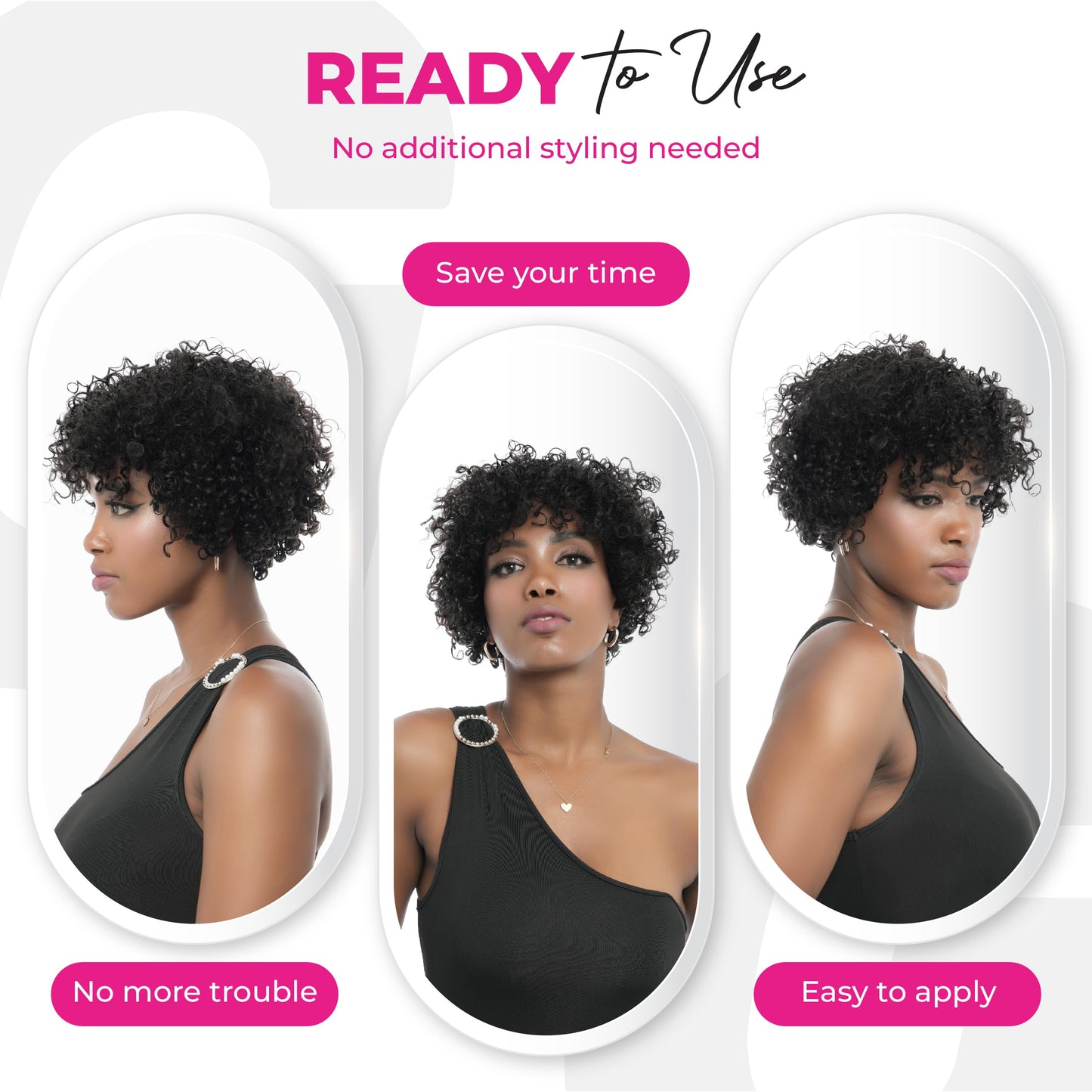 BIG G HAIR 10 inch Curly Pixie Cut Vietnamese Human Hair Wig Pre Plucked, Wear and Go Lace Bob Wig Human Hair 180% Density, Glueless Wig Human Hair with Baby Hair