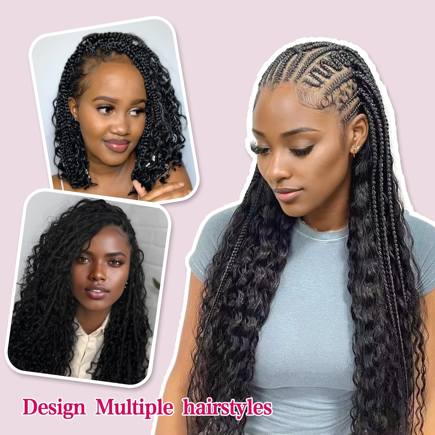 Deep Wave Bulk Human Hair for Braiding 10A Brazilian Curly Human Hair 100 percent Human Hair 2 Bundles No Weft micro Human Braiding Hair for Boho Braids Virgin Hair Extension(Natural Black, 100g 22")