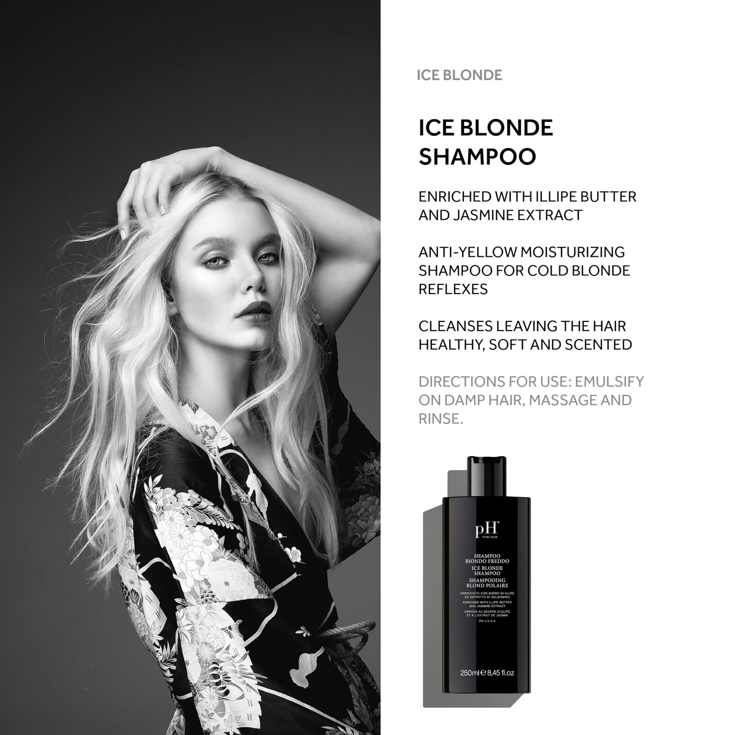 pH Labs Ice Blonde Shampoo & Leave-In Detangler Spray for Blonde Hair โ Clarifying Shampoo with Illipe Butter and Jasmine Extract, Sulfate-Free, Fragrance Infused for Softness & Shine - 8.45 oz