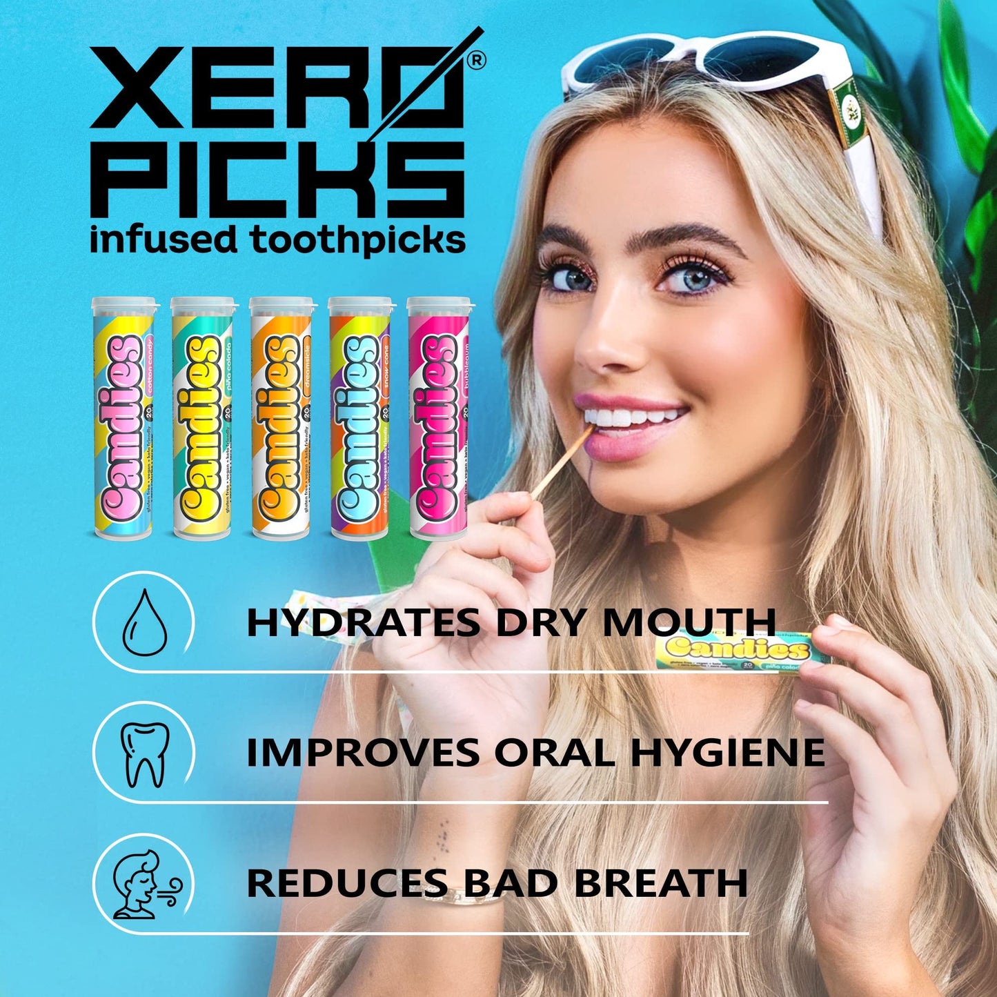 Xero Picks Candies - Infused Flavored Toothpicks (Candies Variety, 5 Pack - 100 Picks) Bubblegum, Pina Colada, Orange Creamsicle, Cotton Candy, Snow Cone and Candy Cane