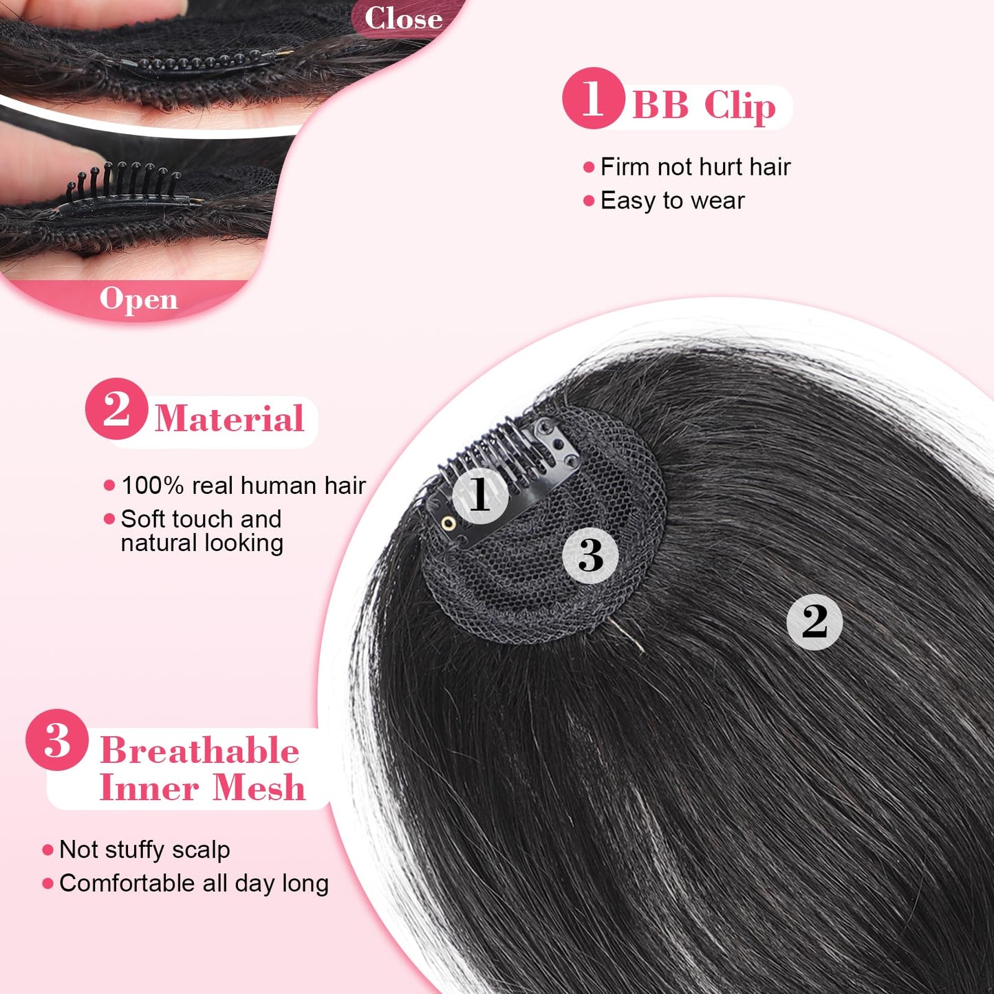 AISI BEAUTY Clip in Bangs-Fake Bangs Hair Clip 100% Real Human Hair Bangs French Bangs Fringe with Temples Flat Neat Fake Thick Hairpieces for Women(Black)