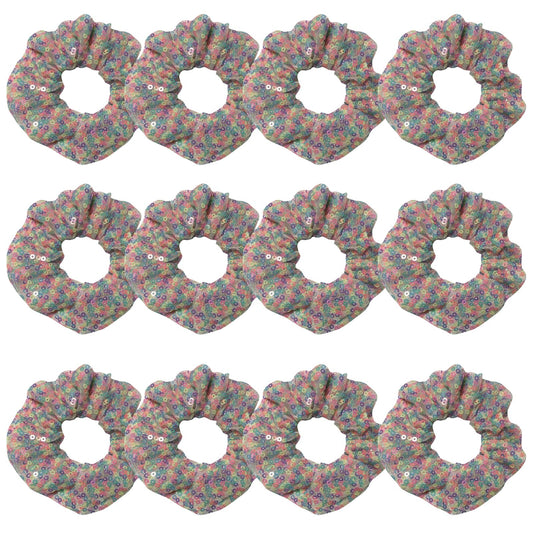 12 Pcs Bling Mermaid Sequins Dance Scrunchies Cheer Scales Hair Scrunchies For Thick Hair School Performance Scrunchy Sports Ponytail Holder Wrist for Girls Cosplay Show (Colour)