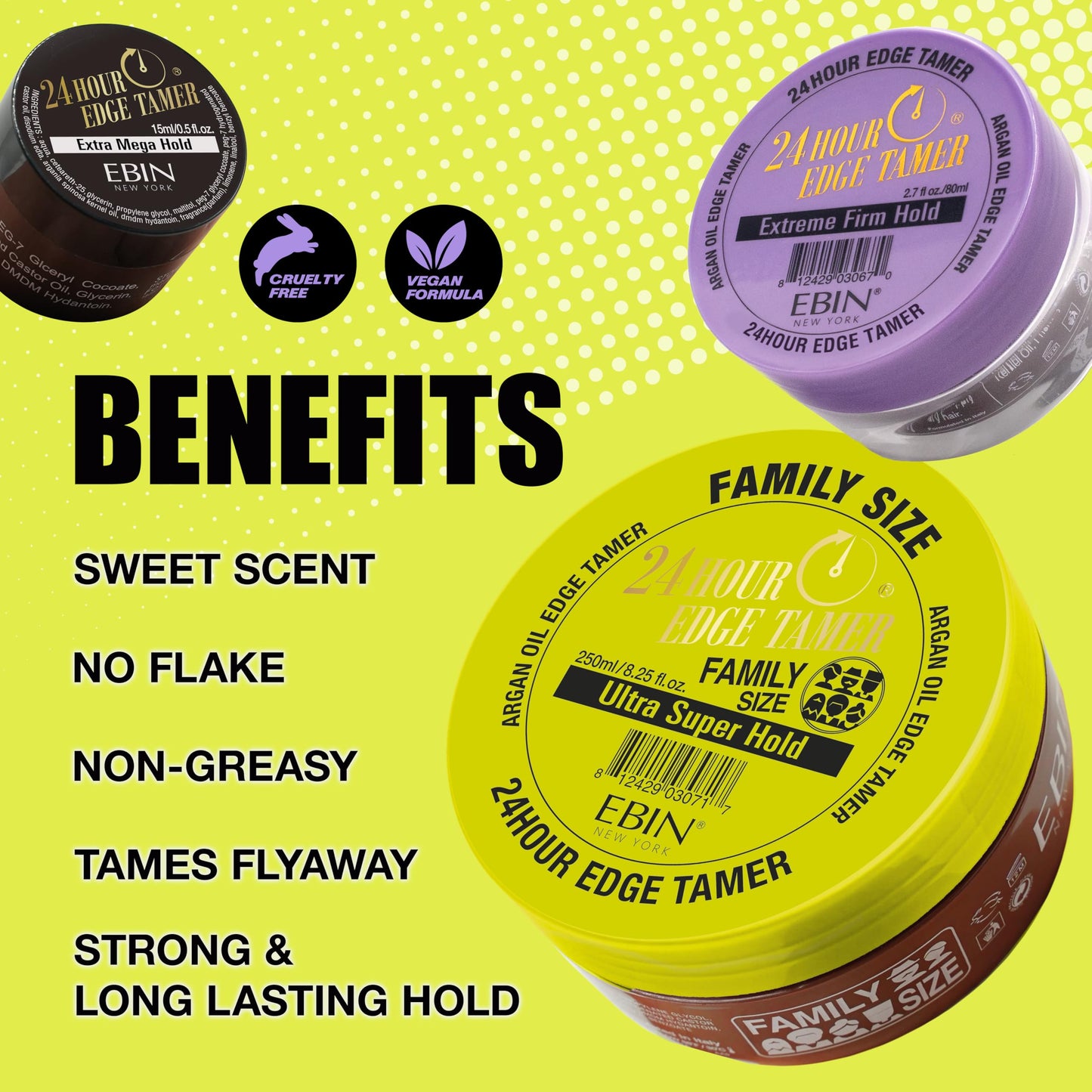 24 Hour Edge Tamer, Ultra Super Hold, 4.0Oz - No Flaking, White Residue-Free, Shine & Smooth Texture, Enriched with Argan Oil & Castor Oil, Healthy Hair Styling Gel, Strong Hold, Perfect Edges