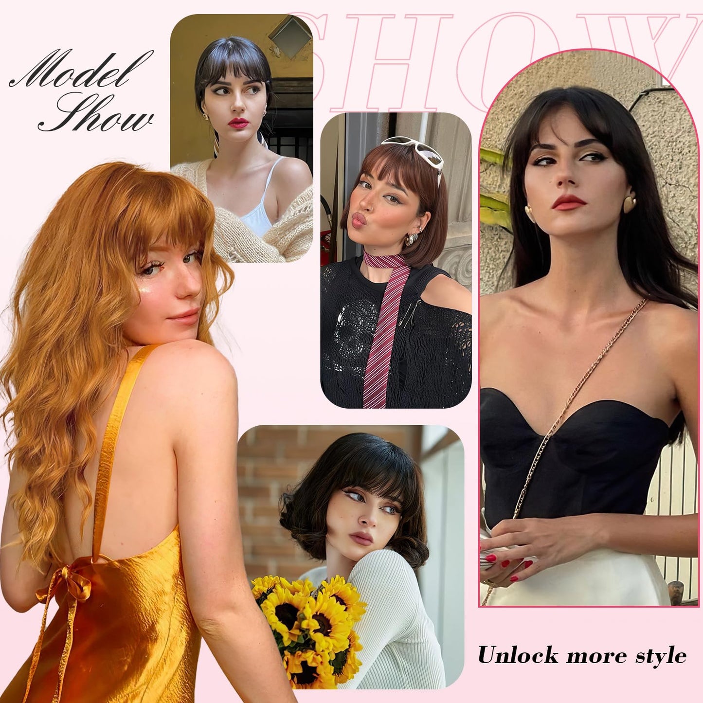 AISI BEAUTY Clip in Bangs-Fake Bangs Hair Clip 100% Real Human Hair Bangs French Bangs Fringe with Temples Flat Neat Fake Thick Hairpieces for Women(Black)