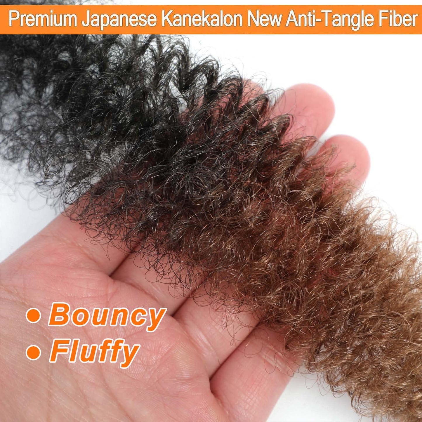 Black Brown Springy Afro Twist Hair 24 Inch 3 Packs Afro Twist Spring Hair Braiding Hair Extension (24 Inch, 3packs, 1B/30/27#)