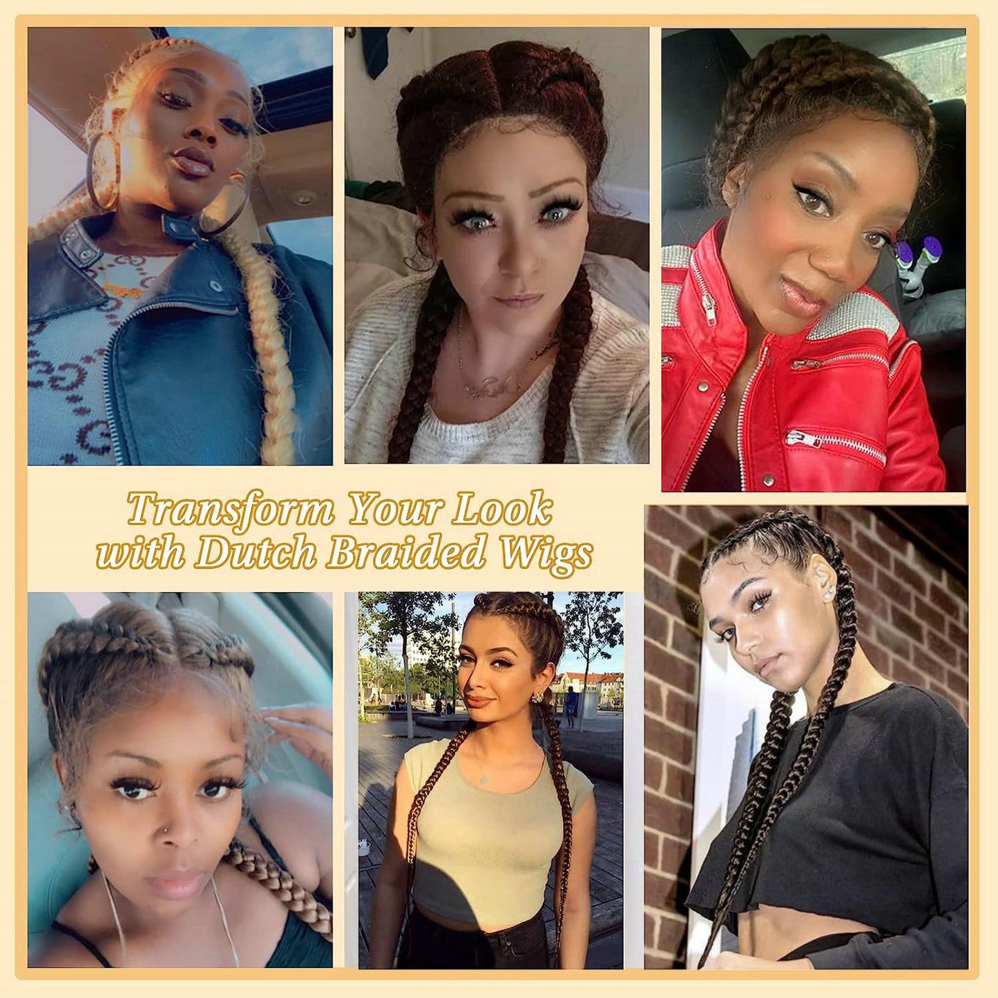 1B/30 Mixed Brown Blonde Double Braided Wigs with Baby Hair Ombre Brown Synthetic Lace Front Wigs for Women Long Synthetic Lace Frontal Large Dutch Box Braided Wigs Daily Cosplay Party Use