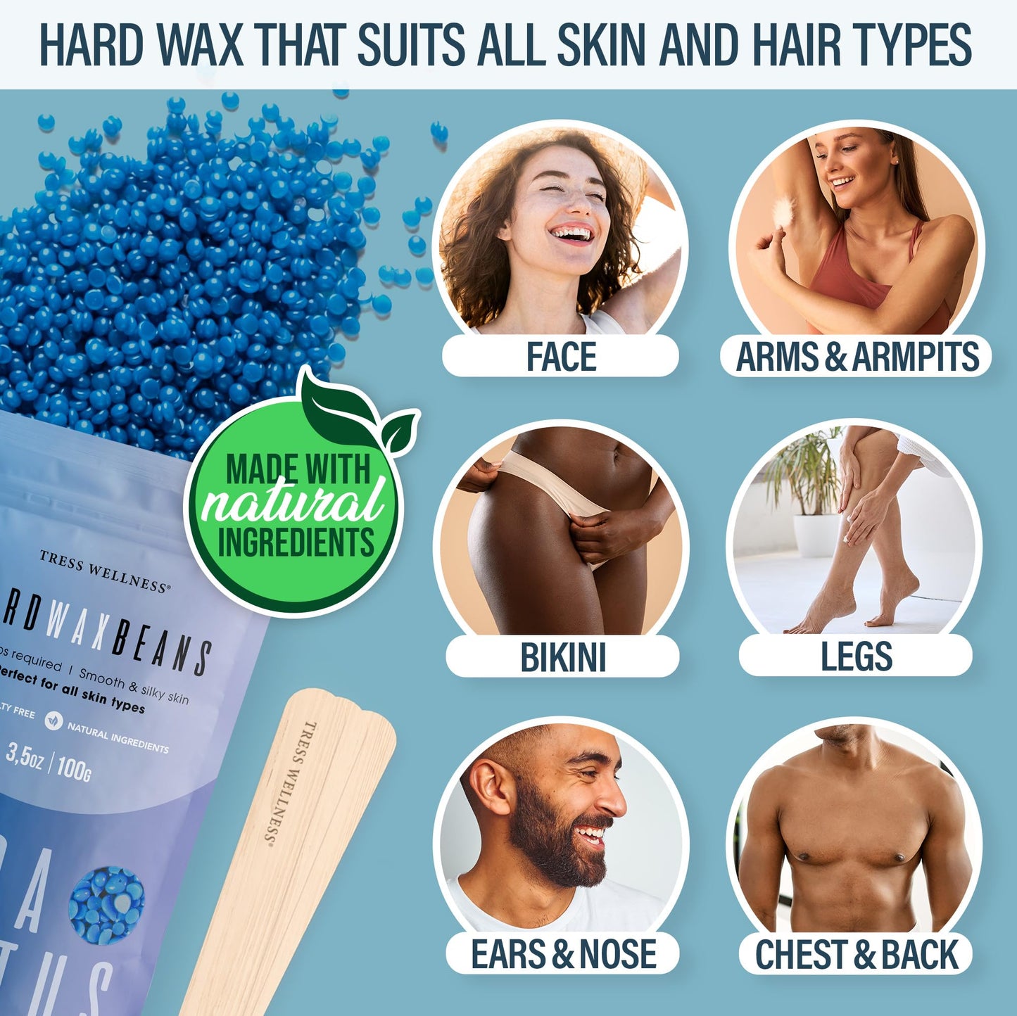 Tress Wellness Blue Wax Warmer Kit with White Wax Melting Bowl